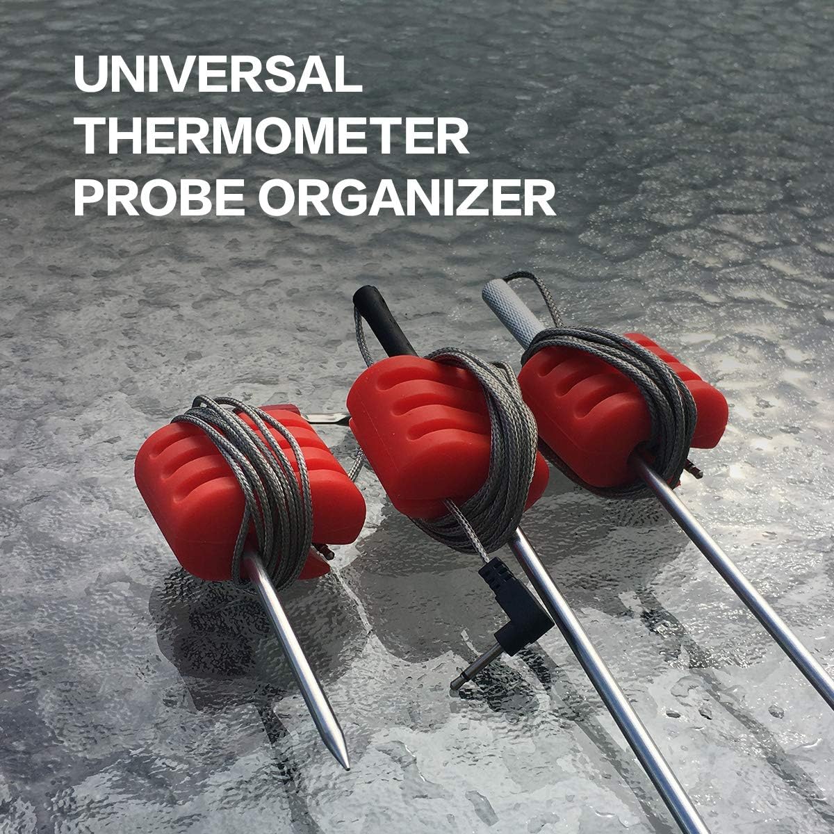 Pot/Cup Clip for Thermometers - Silicone, Non-Scratch, Hand-Free Cooking, Heat Resistant - Compatible with Most Probe Sizes - Great Gift Idea