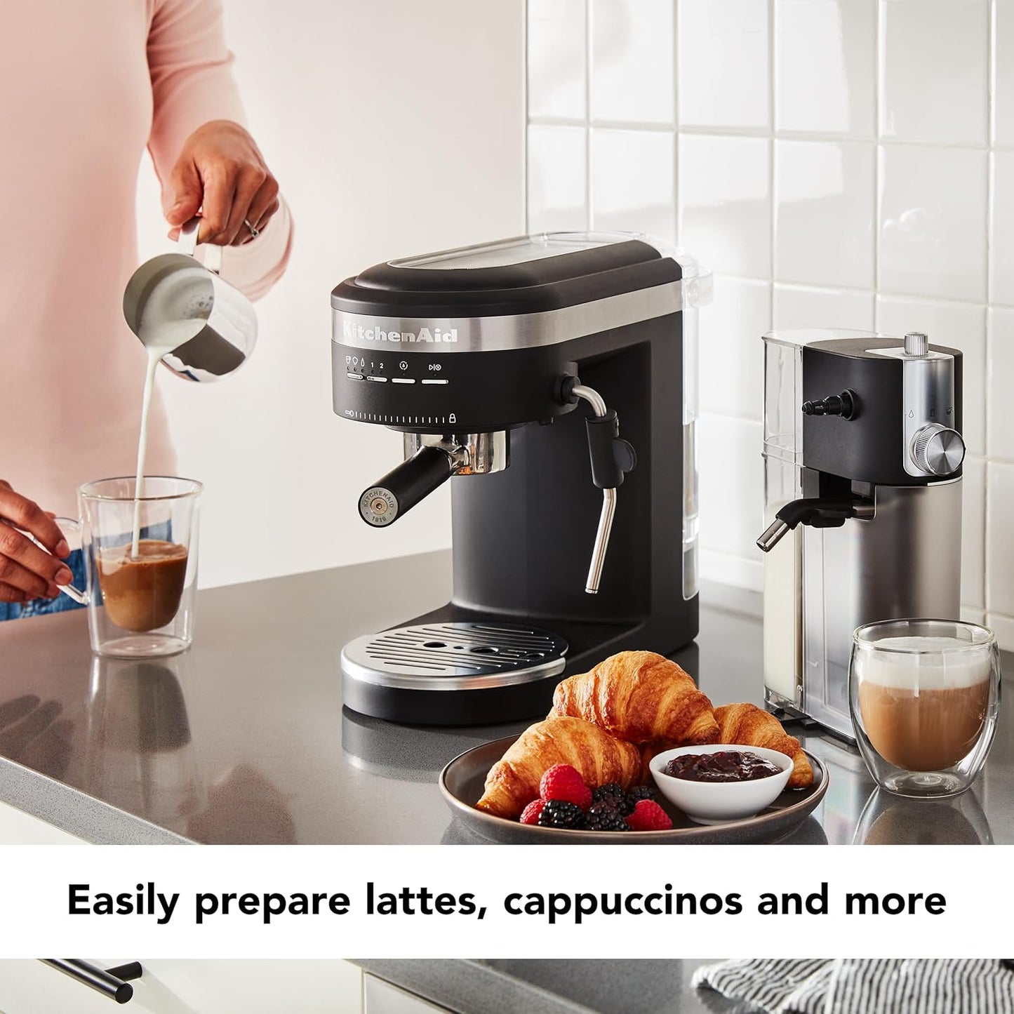KitchenAid Semi-Automatic Espresso Machine and Automatic Milk Frother Attachment - KES6404