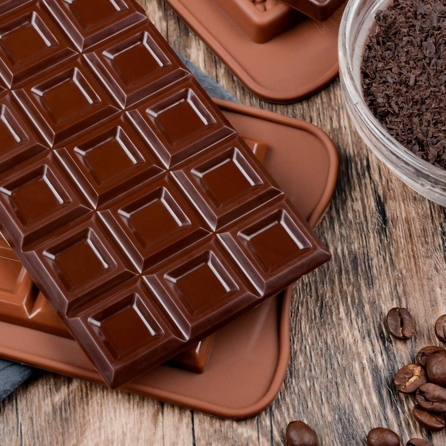 Chocolate Bar Molds - Silicone, Non-Stick, Pistachio & Milk Chocolate - 2 of Each - Set of 6