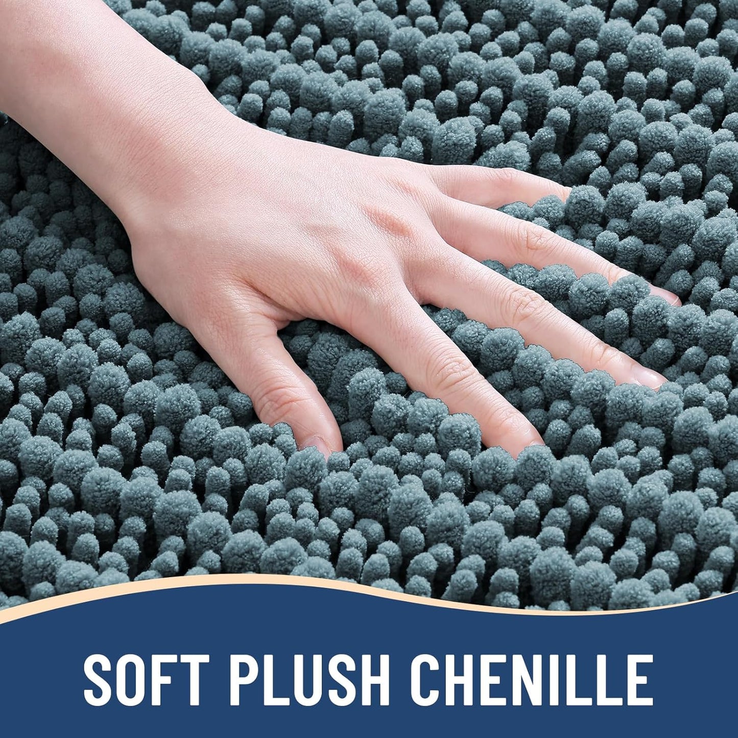 Arotive Luxury Chenille Bathroom Rug Mat, Extra Soft Thick Absorbent Shaggy Bath Rugs, Non-Slip Machine Wash Dry, Plush Bath Mats for Bathroom, Shower and Tub, 47x24, Smoky Gray