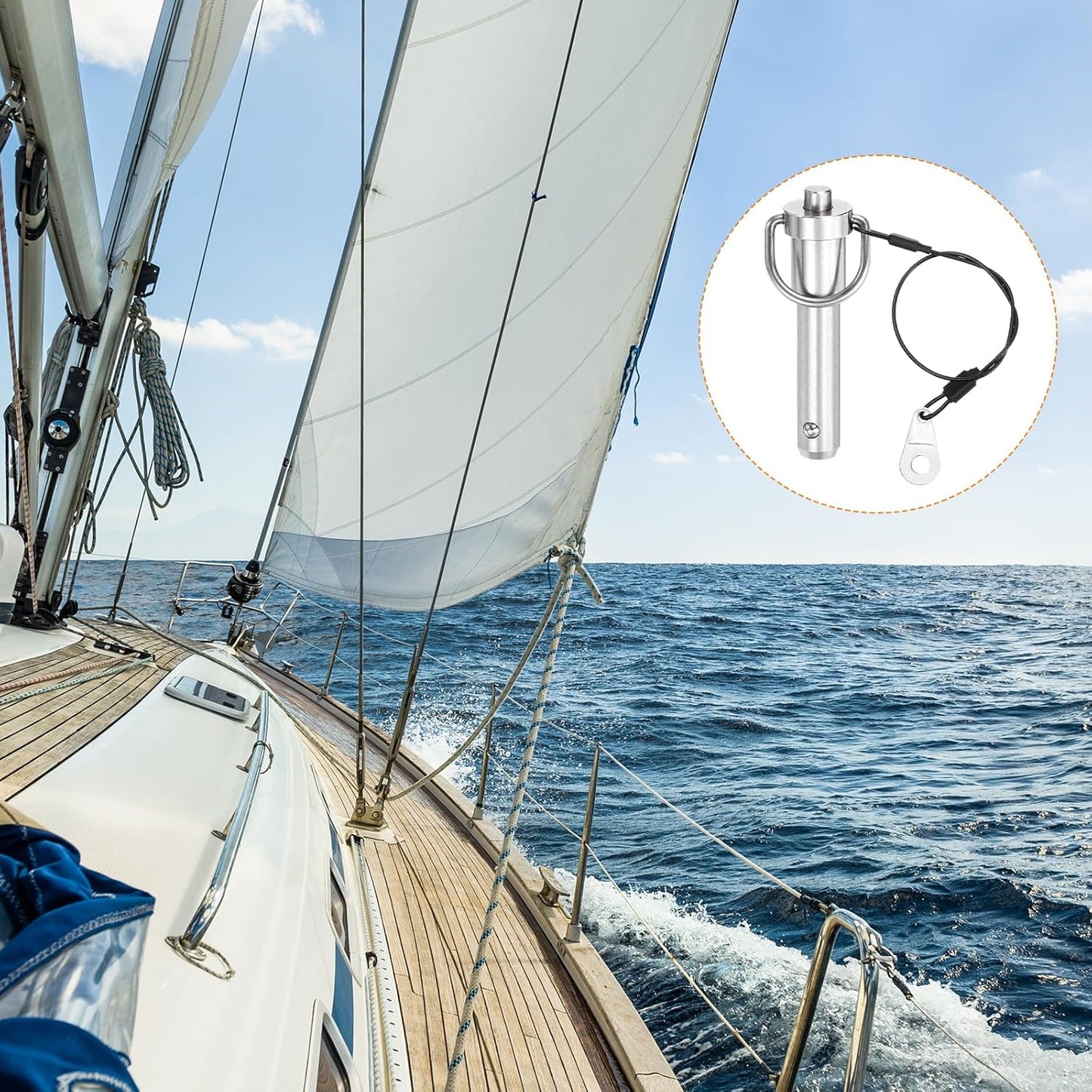 uxcell 1 Pcs Quick Release Pin, 1/2" x 1.5"(Dia. x L) Push-Button Ball Locking Pin 304 Stainless Steel Ring Handle Locking Pin with Wire for Audio Bimini Top Marine, Silver