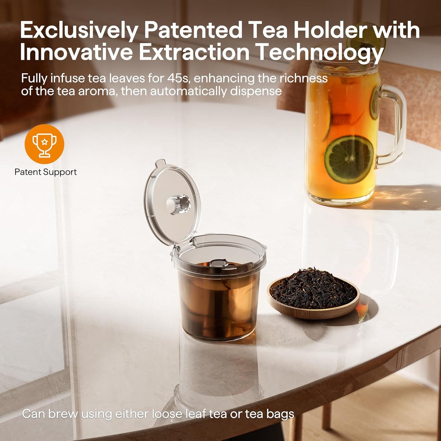Single Serve Coffee Maker for K Cup, Ground and Tea Leaves, Hot and Iced Coffee Machines with Bold Setting, 6 to 16 Oz Brew Sizes, Compact for Small Spaces, Black (2.0 Version)