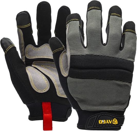 KAYGO Work Gloves For Men, KG125M Mechanic Utility Work Gloves for All Purpose, Excellent Grip, Heavy Duty, Improved Dexterity, Touch Screen,2X-Large