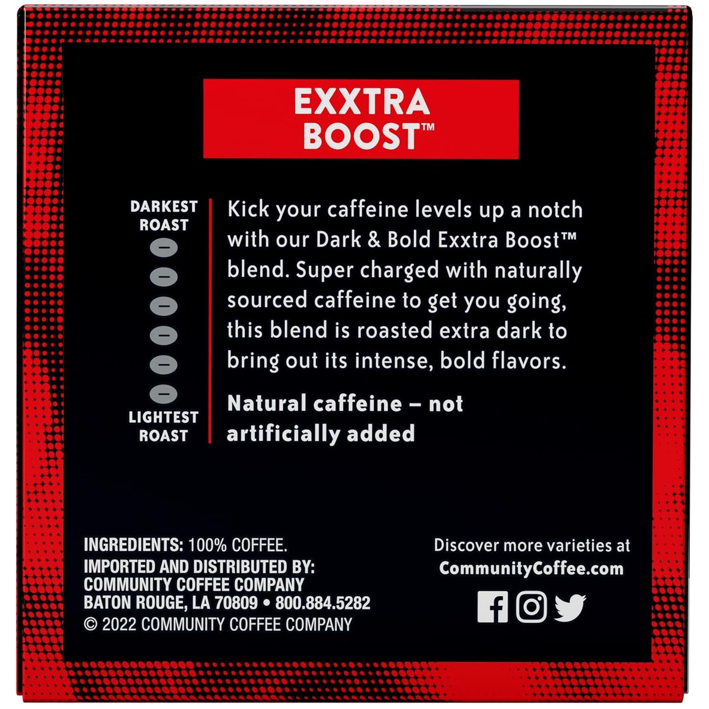 Community Coffee Dark & Bold Exxtra Boost 12 Count Coffee Pods, Compatible with Keurig 2.0 K-Cup Brewers, 12 Count (Pack of 1)