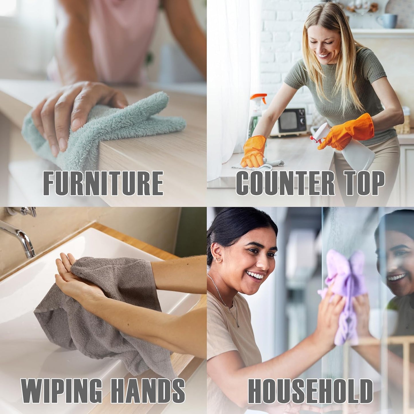 ZUPERIA Bar Mop Kitchen Towels - Pack of 12 (16" x19”) 100% Ring Spun Cotton - Dish Washcloths for Superb Cleaning and Less Lint - Highly Absorbent Dish Cloths and Dish Towels for Everyday use (Pink)