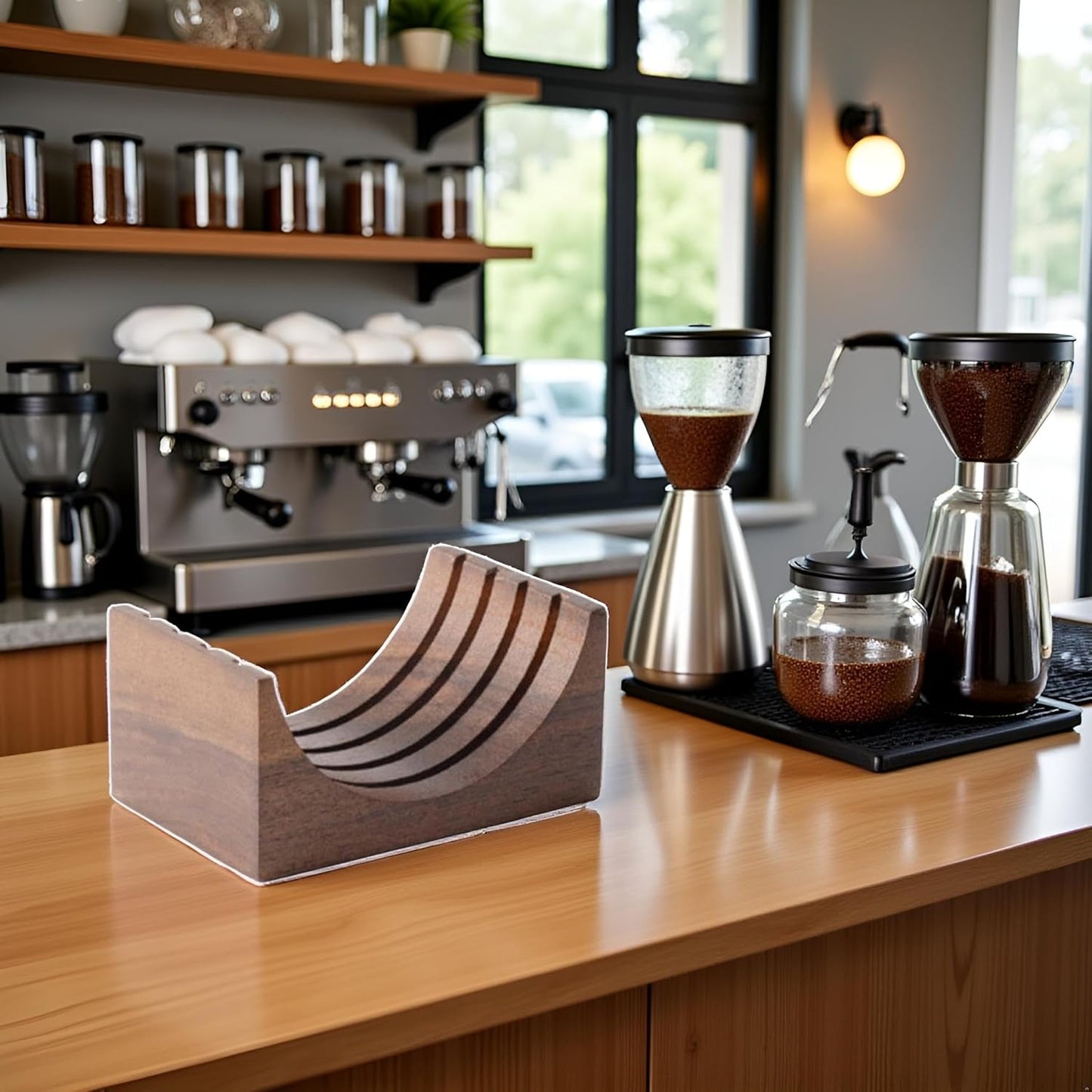 Espresso-Puck Screen Walnut-Stand Coffee Reusable Filter for Espresso-Portafilter Holder Wooden-Stand for 51/53/58mm Coffee Filter Screen Holder Coffee Machine Part Accessories