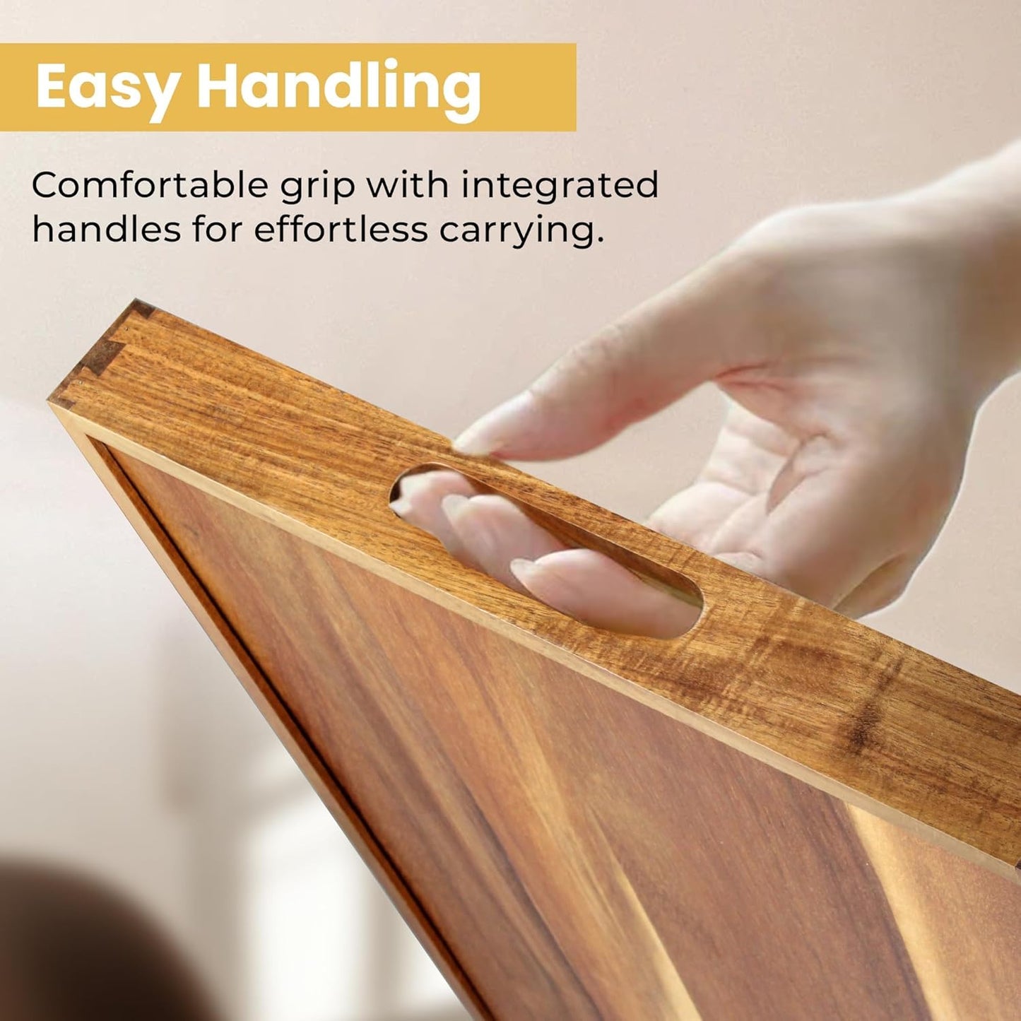 Acacia Wood Serving Tray with Handles£¨17 Inch£© ? Decorative Wooden Tray for Breakfast in Bed, Kitchen, or Serving on Couch, Coffee Table, Ottoman for Living Room, and More