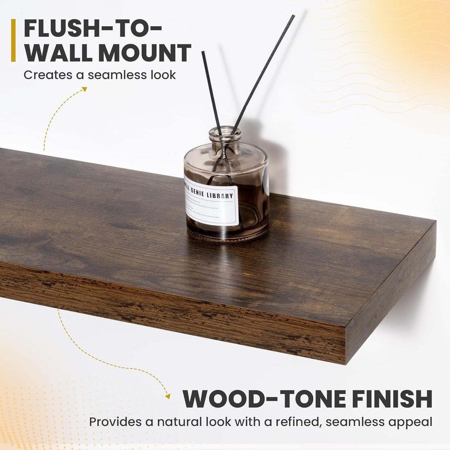 40 Inch Floating Shelves, 9.3" Deep Floating Shelf Wall Mounted, 40" Wall Shelves, Rustic Deep Bookshelf, Large Display Shelves & Storage Shelves for Bedroom, Living Room, Brown, Set of 2
