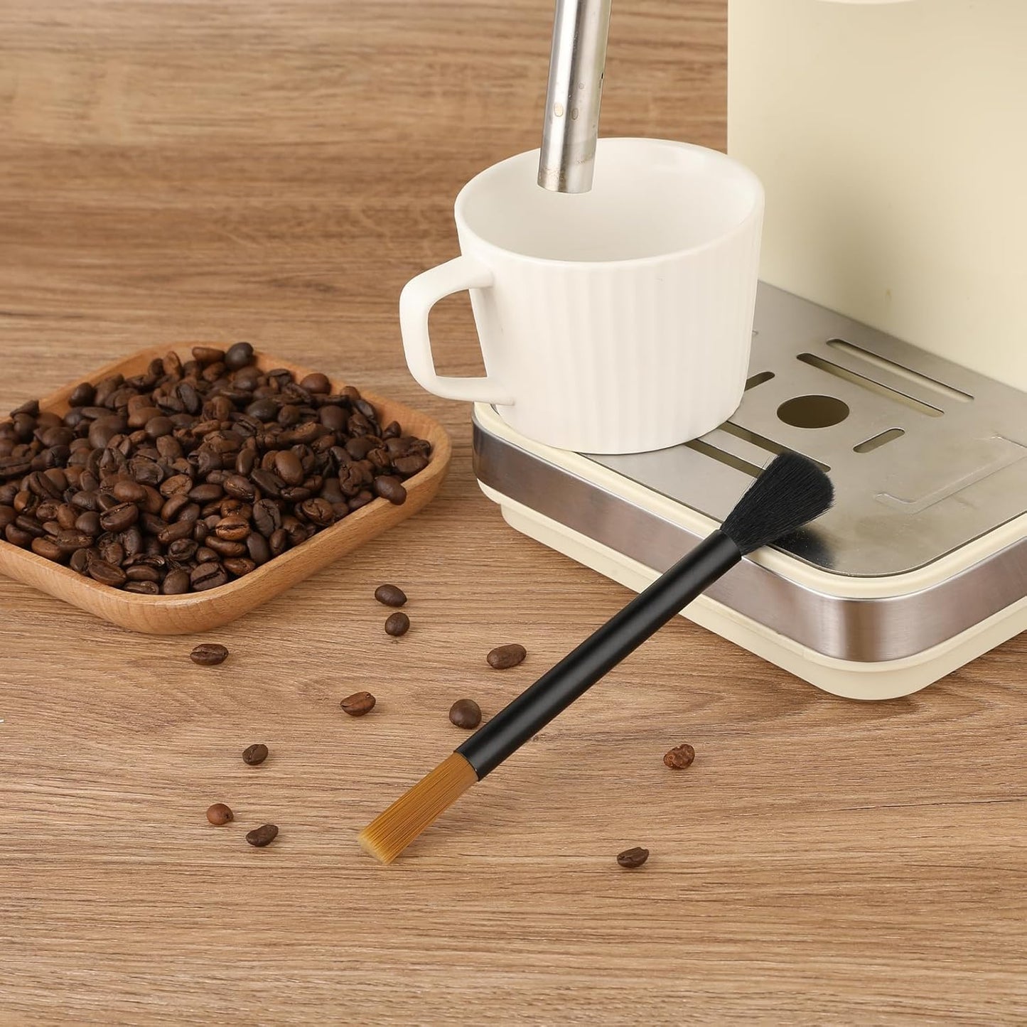 Dual Heade Coffee Grinder Brush, Espresso Machine Cleaning Brush Coffee Pot Brush Professional Coffee Grinder Brush Coffee Bar Brush Nylon Barista Brush Tools for Coffee Machine Toaster Cleaning