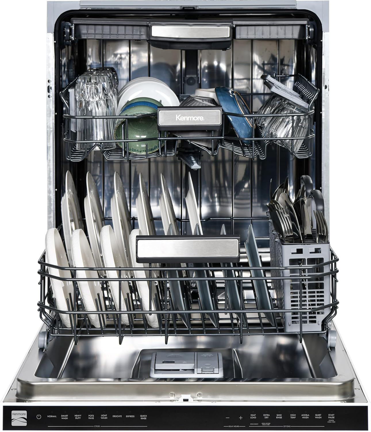 Kenmore 24" Built-in Stainless Steel Tub Dishwasher EasyFlex 3rd, SmartWash, UltraWash, TurboDry, MoreSpace Plus Adjustable Rack, Energy Star Certified, White