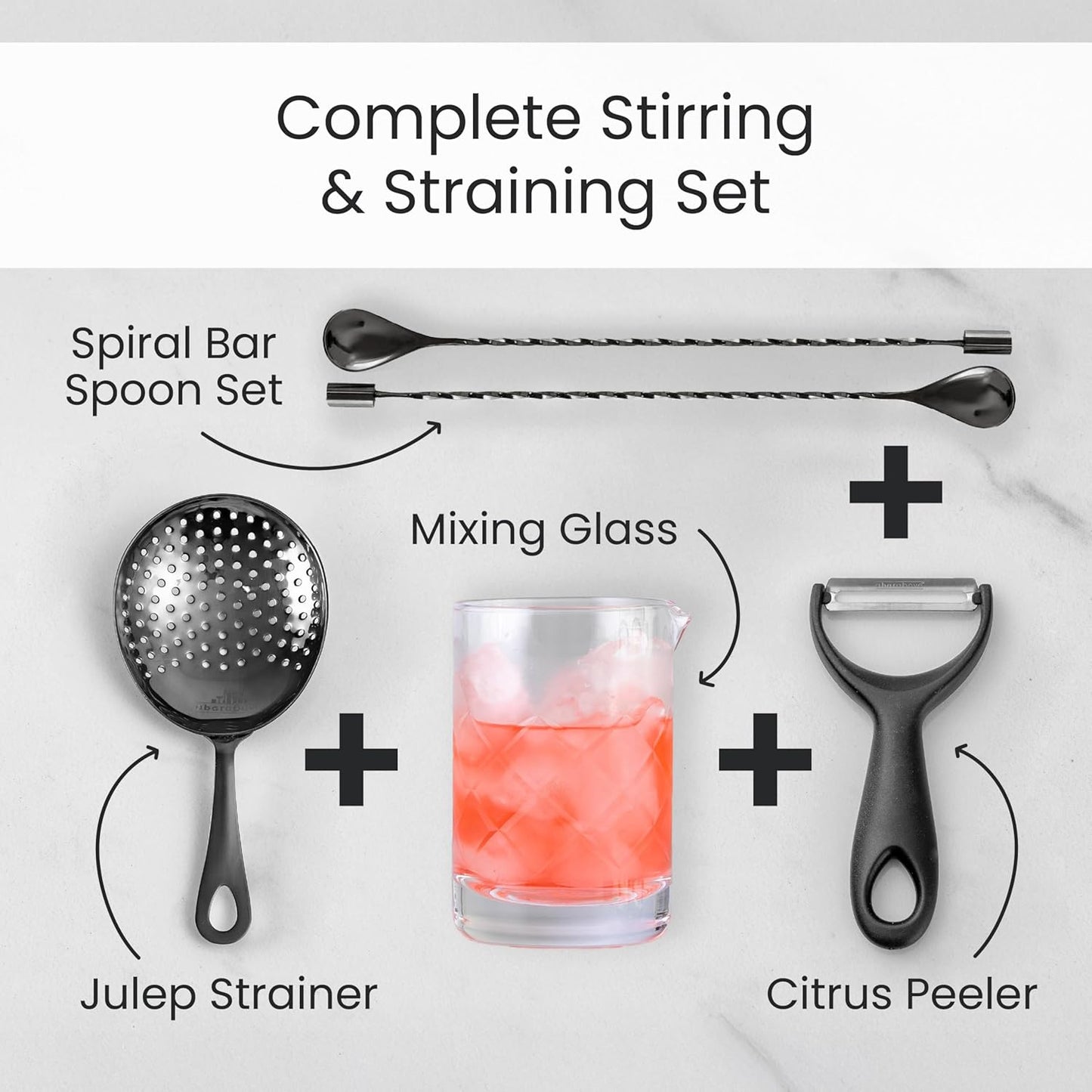 A Bar Above Bar Spoon Set, Spiral Handle, Stainless Steel Mixing Spoons for Cocktail Mixer Set, to Stir and Layer, Basic Professional or Home Bars Accessories (Antique Copper, Spiral)