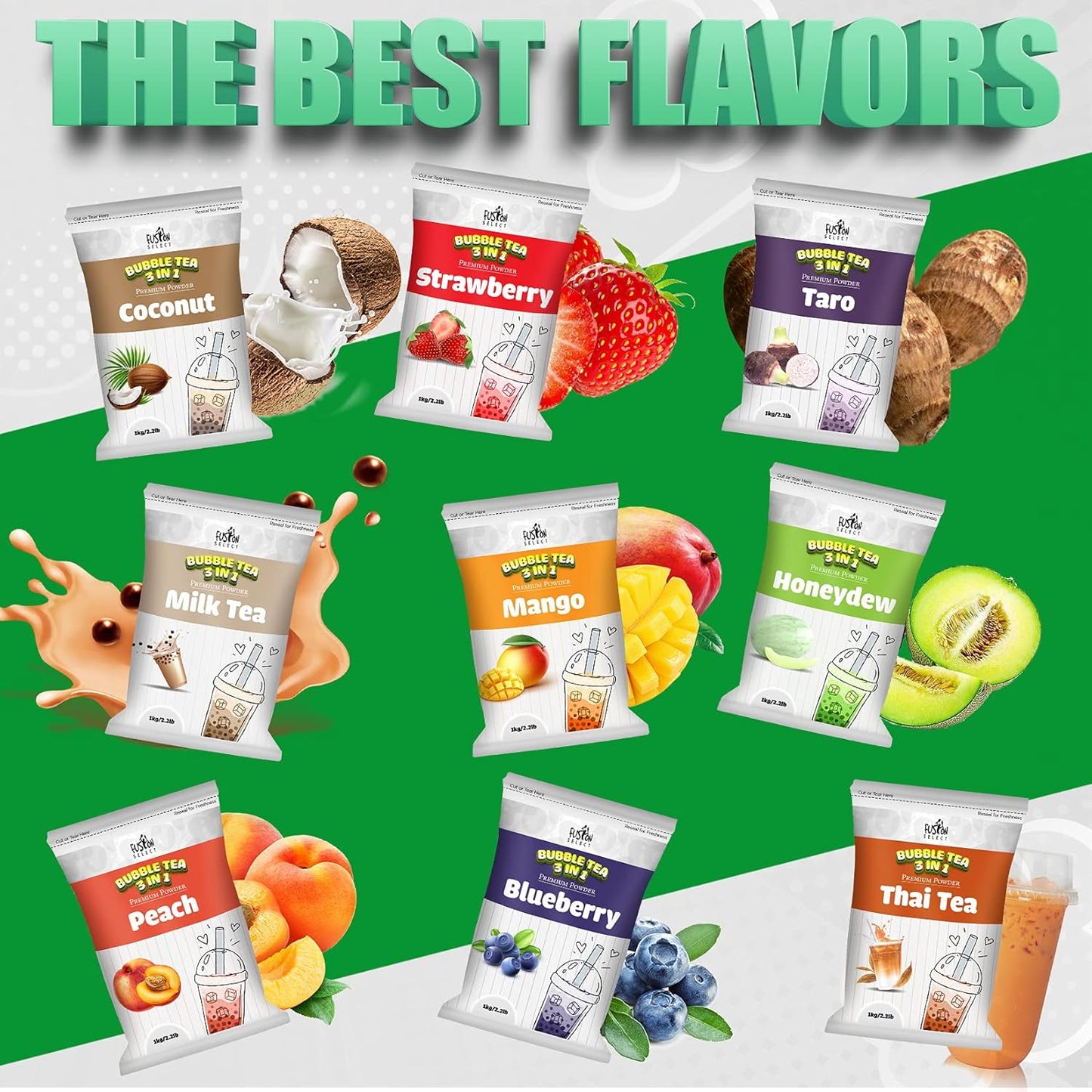 Fusion Select 2.2lb Tea Powder Peach Flavored-3-in-1 Drink Powder with Cream & Sugar - Instant Pre-Mixed Beverage for Hot or Cold Blends or Yummy Frappes (Peach)