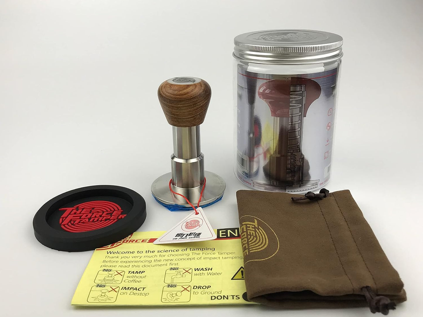 The Force Tamper Automatic Impact Coffee Tamper Standard Set Wood Handle (Triangle, 53.00mm)