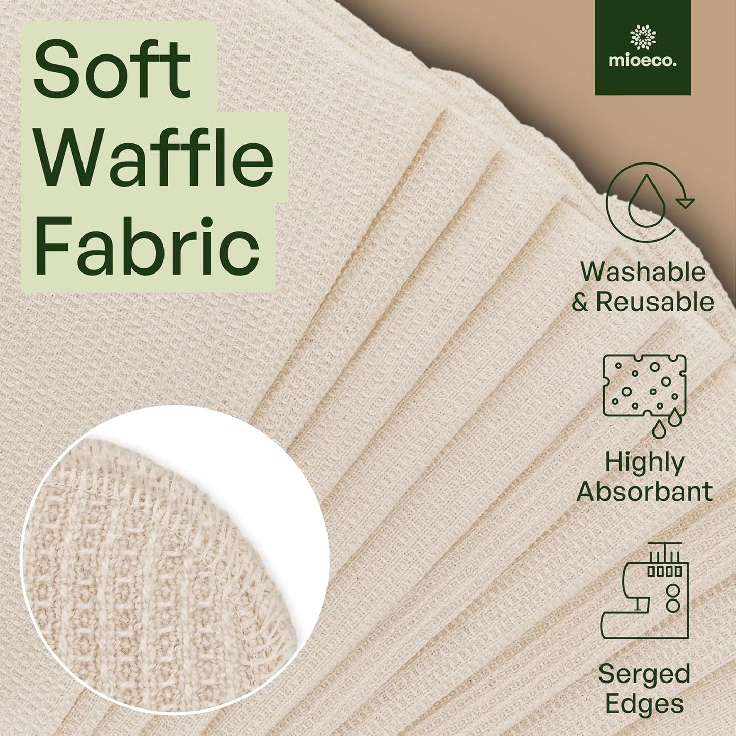 20 Pack Reusable Paper Towels Washable - Nature Friendly - Organic Cotton Alternative - Thick, Strong, Paperless Kitchen Dish Cloths - Reusable Napkins - Dish Towels - Cloth Napkin - Kitchen Towels