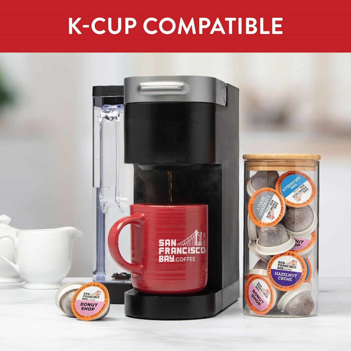 San Francisco Bay Compostable Coffee Pods - Assorted Variety Pack (80 Ct) K Cup Compatible including Keurig 2.0, Donut Shop, Colombian, Hazelnut, Espresso