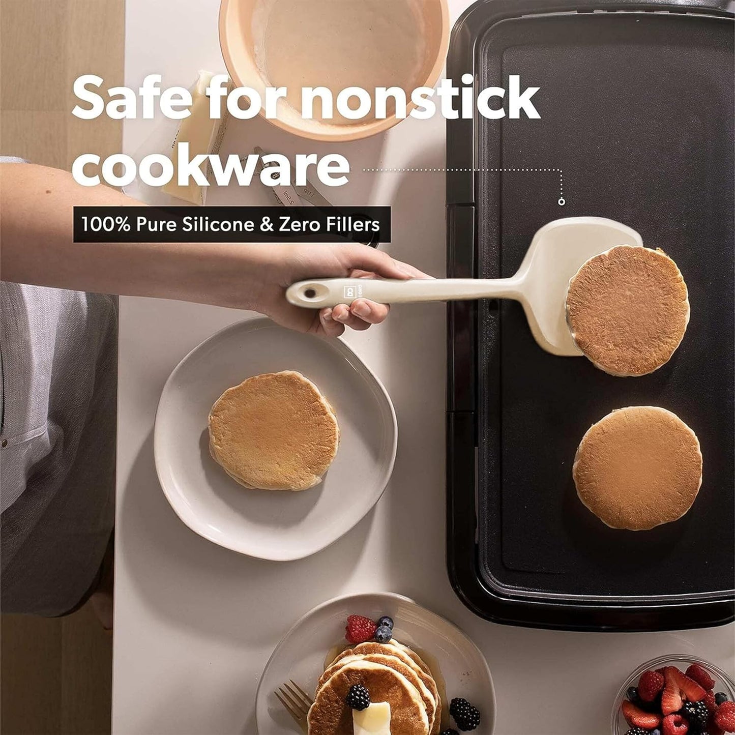New DI ORO Silicone Turner Spatula Set - Kitchen Spatulas for Nonstick Cookware - Cooking Utensils for Flipping Eggs & Pancakes - 600°F Heat-Resistant BPA Free Turners - Dishwasher Safe (4pc, Clay)