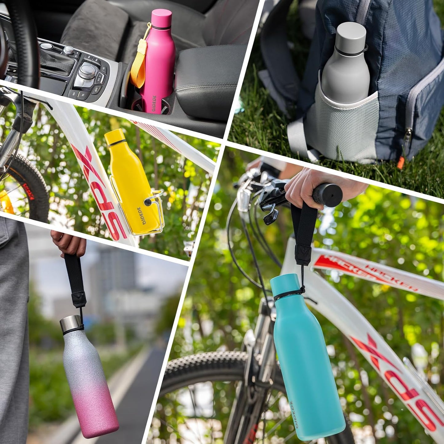 BJPKPK Insulated Water Bottles, 18 oz Stainless Steel Metal Water Bottle with Strap, BPA Free Leak Proof Thermos, Mugs, Flasks, Reusable Thermos for Sports & Travel, Lake Blue