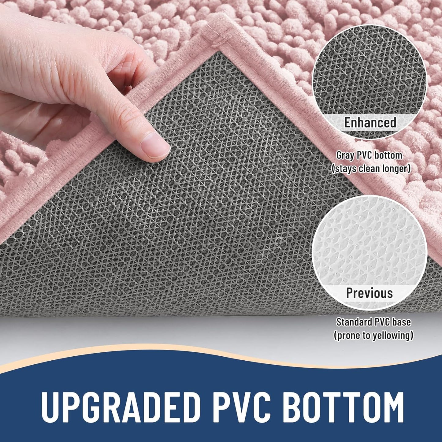 Arotive Luxury Chenille Bathroom Rug Mat, Extra Soft Thick Absorbent Shaggy Bath Rugs, Non-Slip Machine Wash Dry, Plush Bath Mats for Bathroom, Shower and Tub, 34x21, Dirty Pink