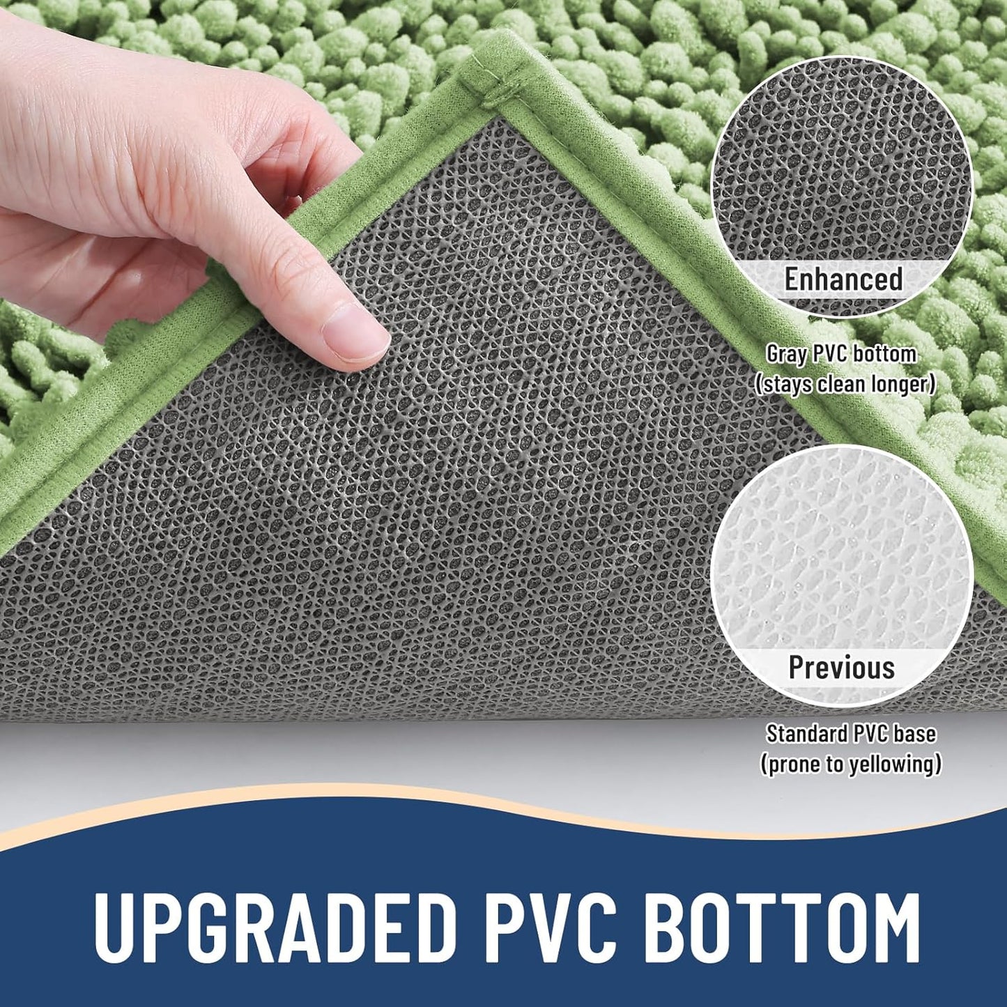 Arotive Luxury Chenille Bathroom Rug Mat, Extra Soft Thick Absorbent Shaggy Bath Rugs, Non-Slip Machine Wash Dry, Plush Bath Mats for Bathroom, Shower and Tub, 45x27, Sage Green