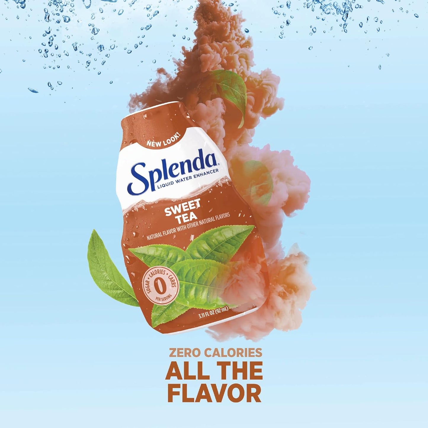 SPLENDA Liquid Water Enhancer Drops, Sugar Free, Zero Calorie, Natural Flavor, Concentrated Drink Mix, 3.11 Fl Oz Each Bottle (Sweet Tea, 1 Pack)