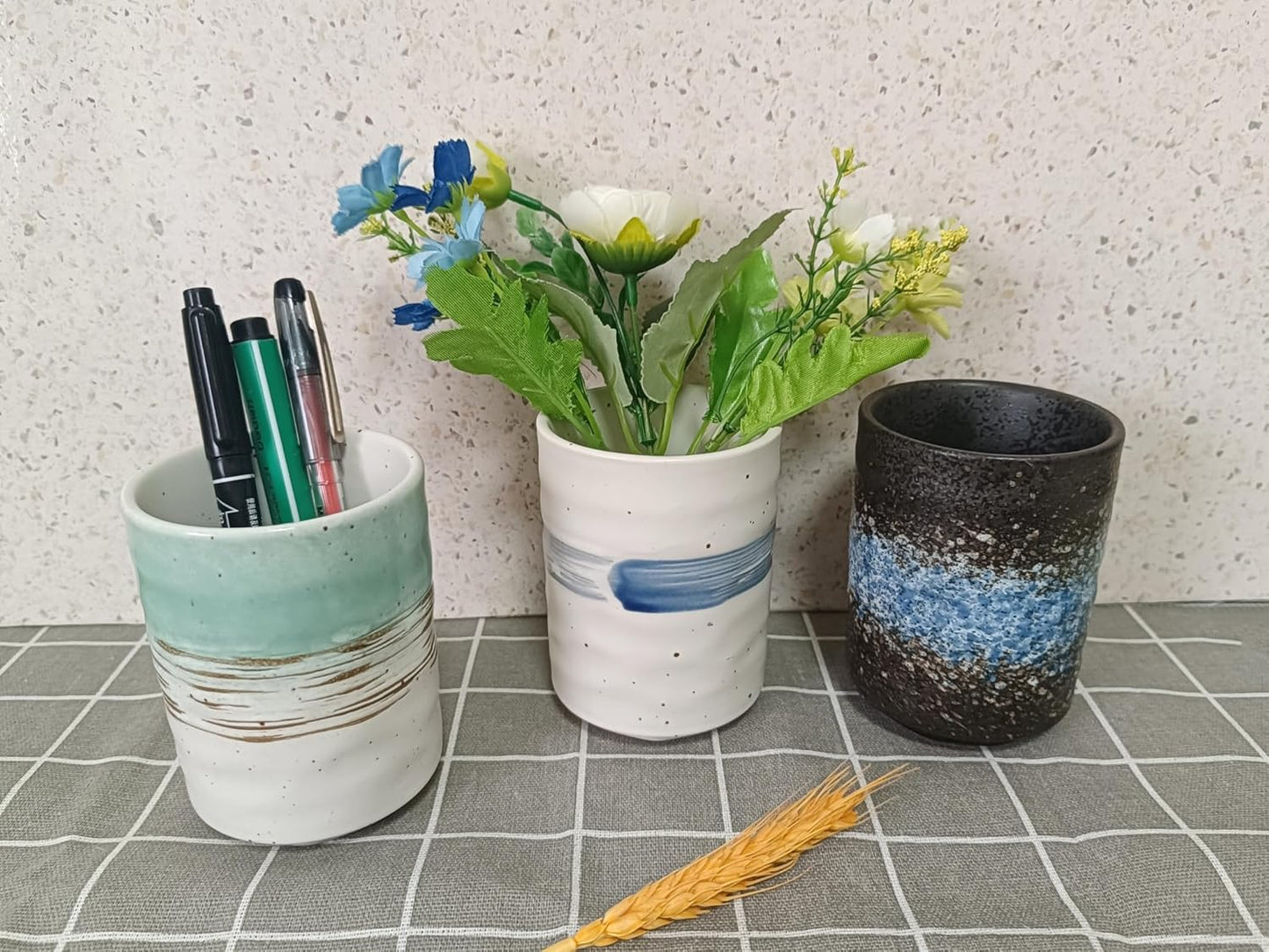 Stoneware Coffee Bar Utensil Holder Tea & Coffee Spoon & Stirrer Holder for Stir Stick Straw Teaspoon Holder Spoon Cup Small Utensil Jar (Fireworks)