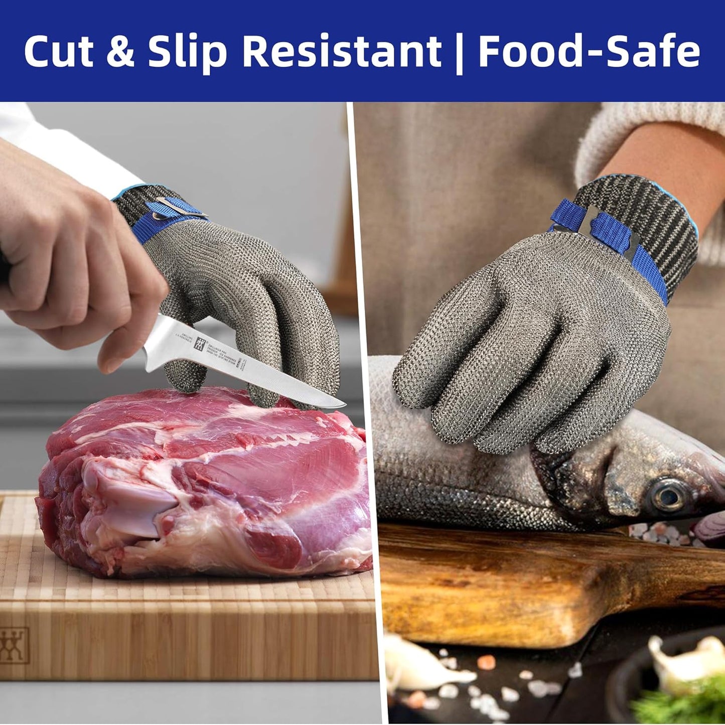Schwer SlicePro ANSI A9 Cut Resistant Glove PR1706, Stainless Steel Mesh Metal Glove, Food Grade for Kitchen Cooking, Butcher Meat Cutting, Oyster Shucking, Mandoline, Non-PFAS (XL, 1 PCS)