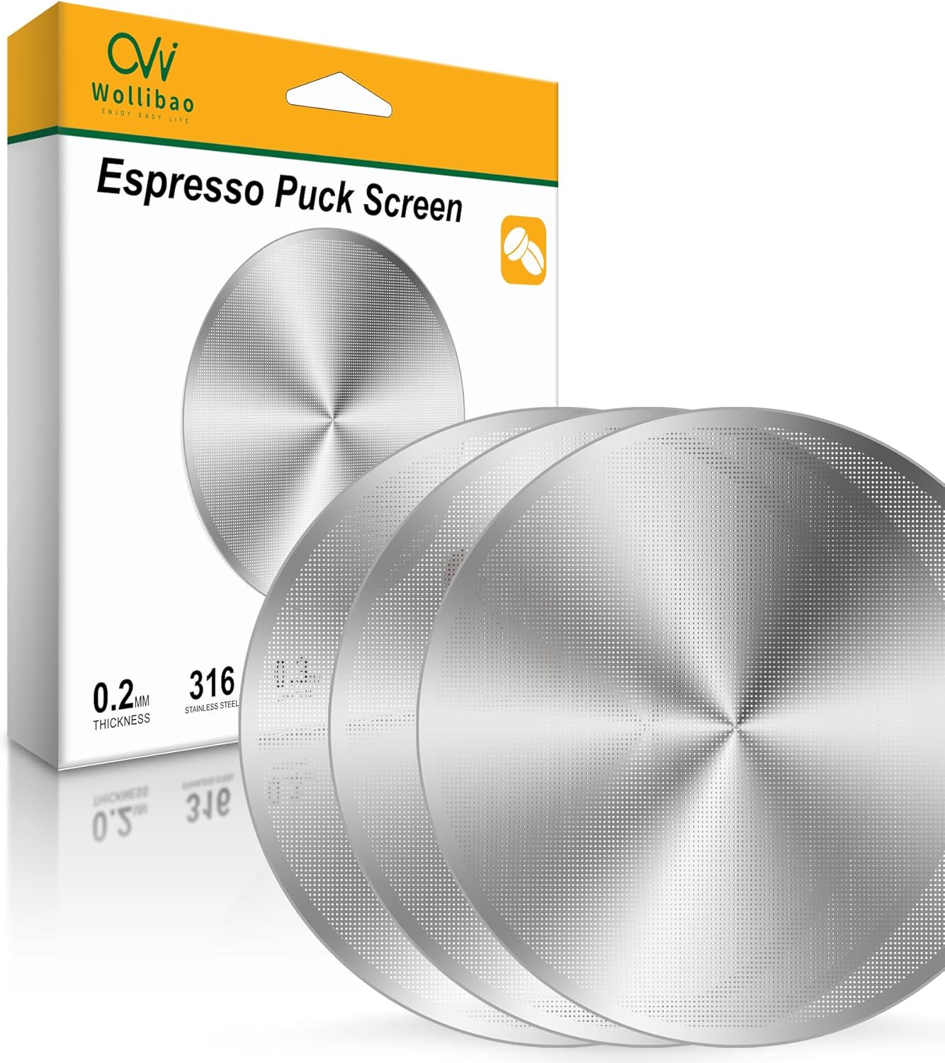 3 Pack Espresso Puck Screen for Breville Espresso Machine Ninja Cafe Luxe, 316 Stainless Steel 0.2mm Ultra-Thin Portafilter Filter Screen, 53.3mm
