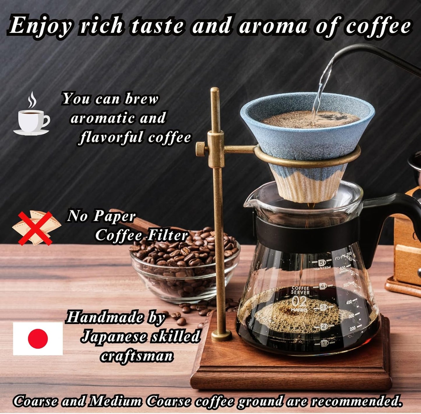 Ceramic Reusable Coffee Filter Dripper Paperless Sustinable Mt. Fuji Made in Japan (Yellow)