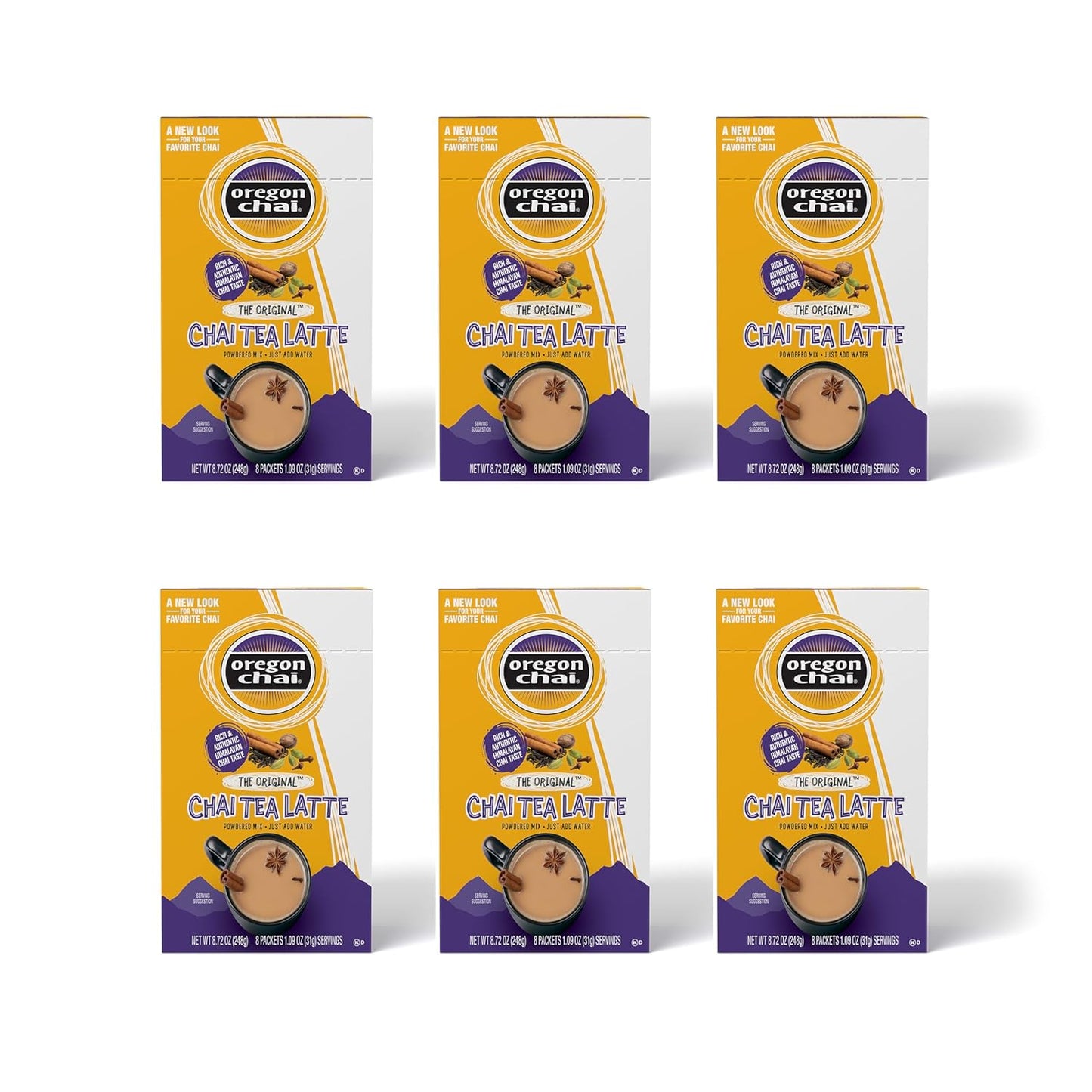 Oregon Chai Original Dry Chai Latte Mix, 8 Count (Pack of 6)