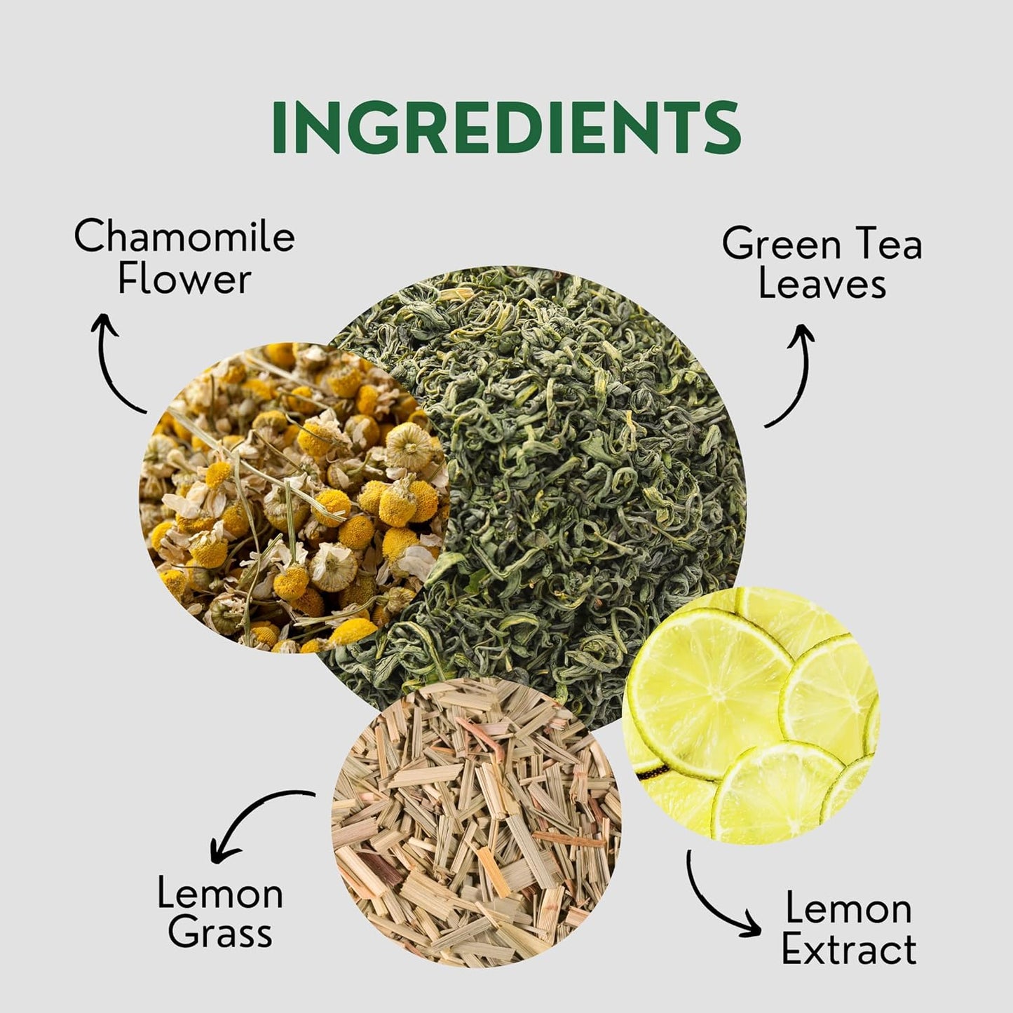 Tealeaf & Co. Chamomile Green Tea Loose Leaf with Lemon Extract and Lemongrass - Chamomile Tea - Contains Low Caffeine - Upto 50 Servings - Gluten Free (3.52oz/100gm)