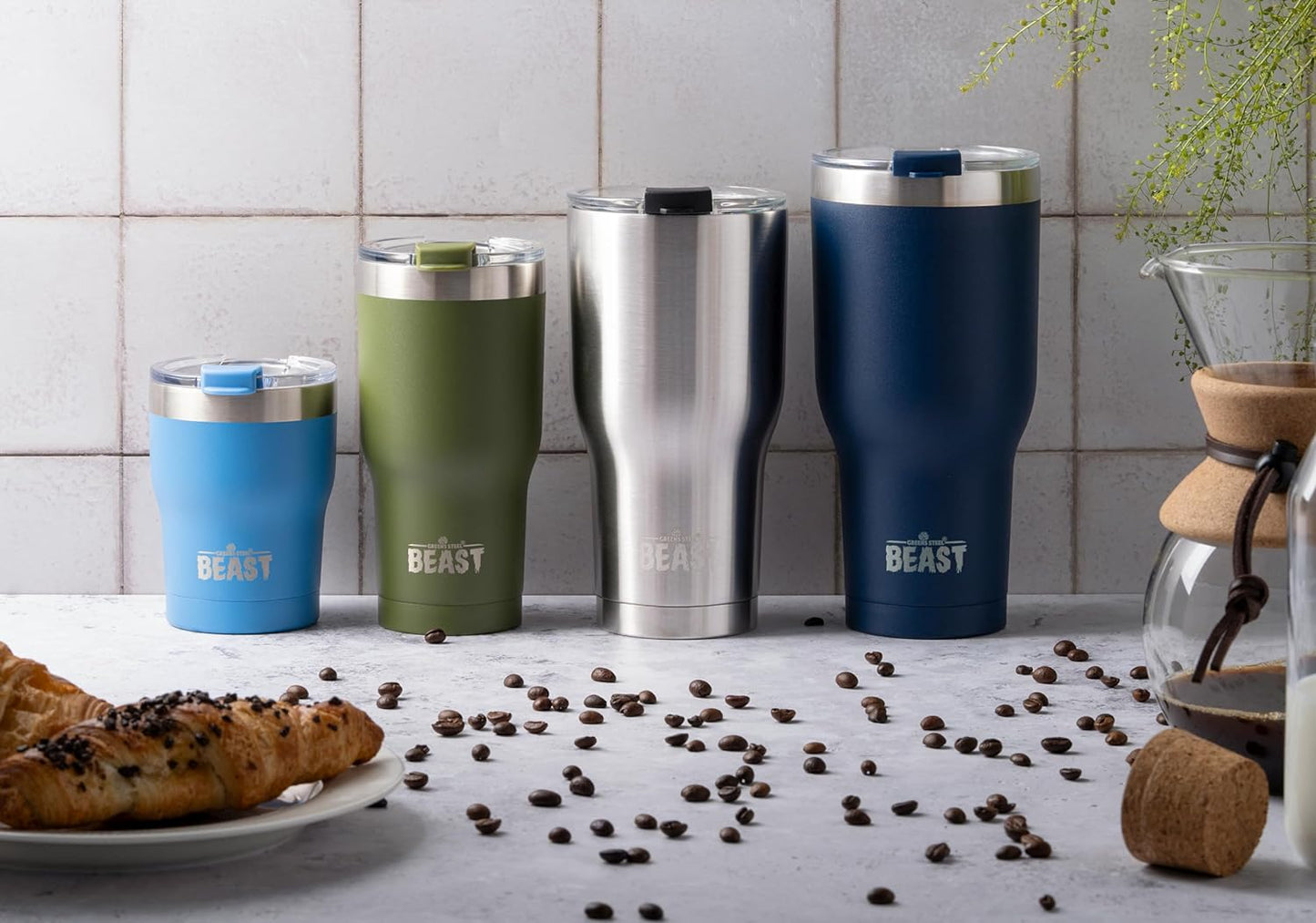 Beast 40 oz Tumbler Stainless Steel Vacuum Insulated Coffee Ice Cup Double Wall Travel Flask (Army Green)