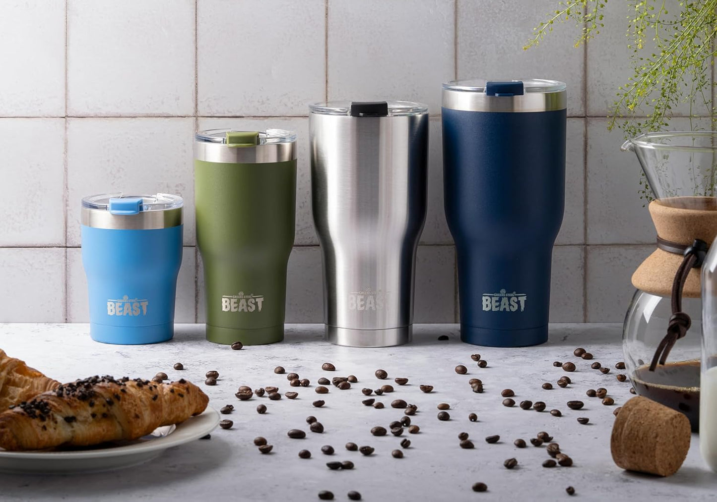 Beast 40 oz Tumbler Stainless Steel Vacuum Insulated Coffee Ice Cup Double Wall Travel Flask (Navy Blue)