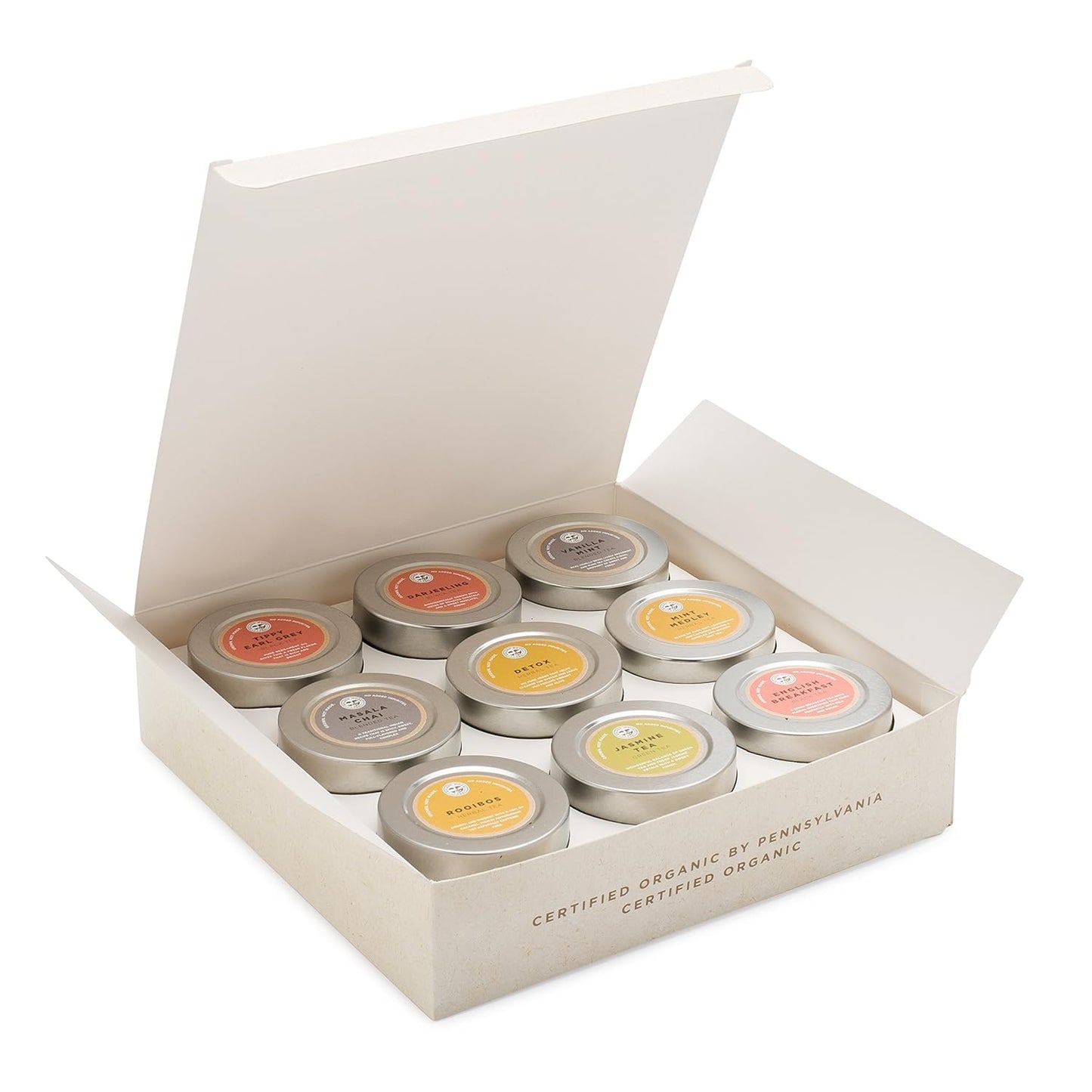Golden Moon Tea Variety Pack - 9 Loose Leaf Tea Sampler - Organic Black, Green, White, and Herbal Teas Gift Set