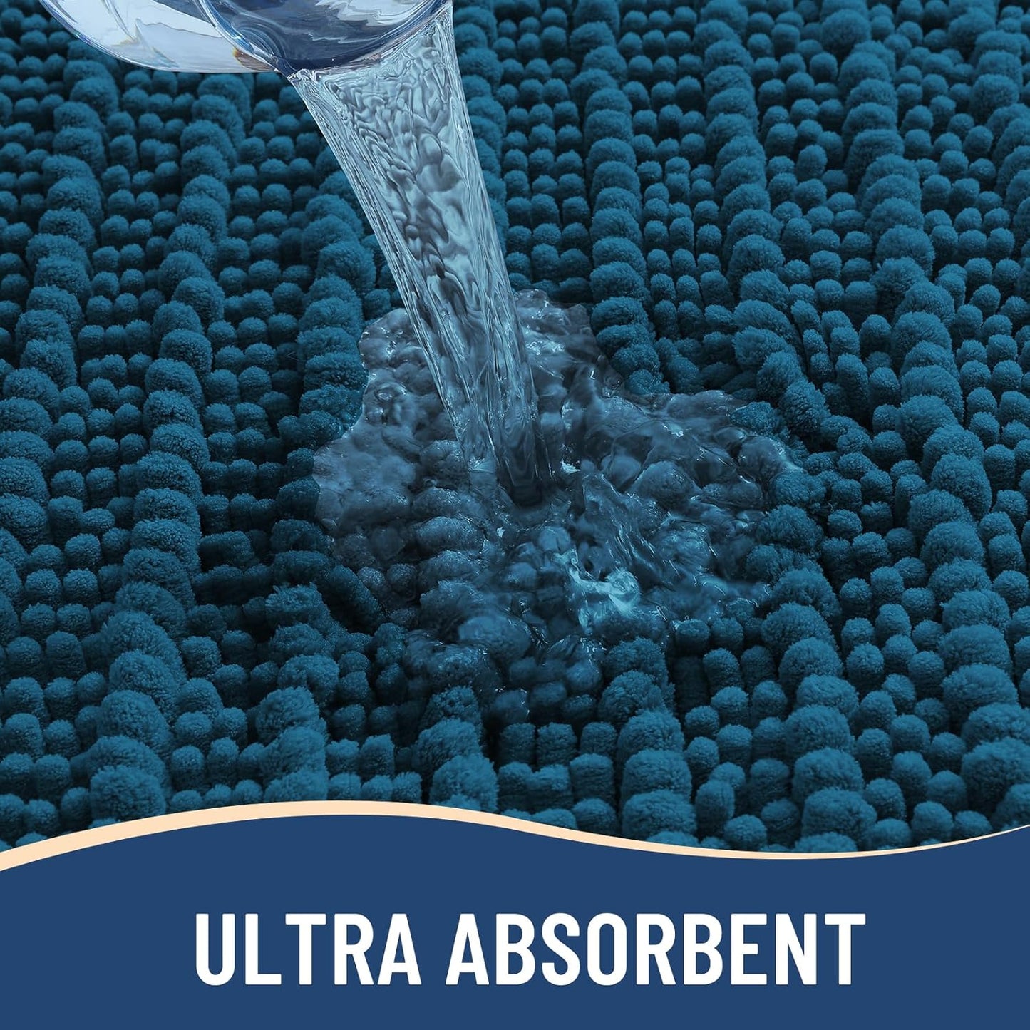 Arotive Luxury Chenille Bathroom Rug Mat, Extra Soft Thick Absorbent Shaggy Bath Rugs, Non-Slip Machine Wash Dry, Plush Bath Mats for Bathroom, Shower and Tub, 40x32, Peacock Blue