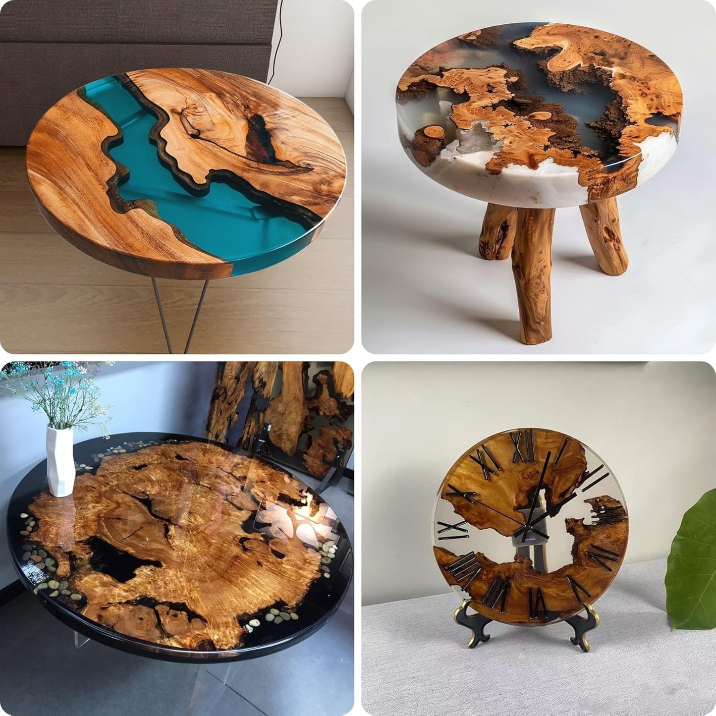 Resin Mold Large Round Deep -Kalinta 18inch Reusable Epoxy Round Molds for Resin Clock, Serving Tray Board, End Table，Floral Preservation Bouquet