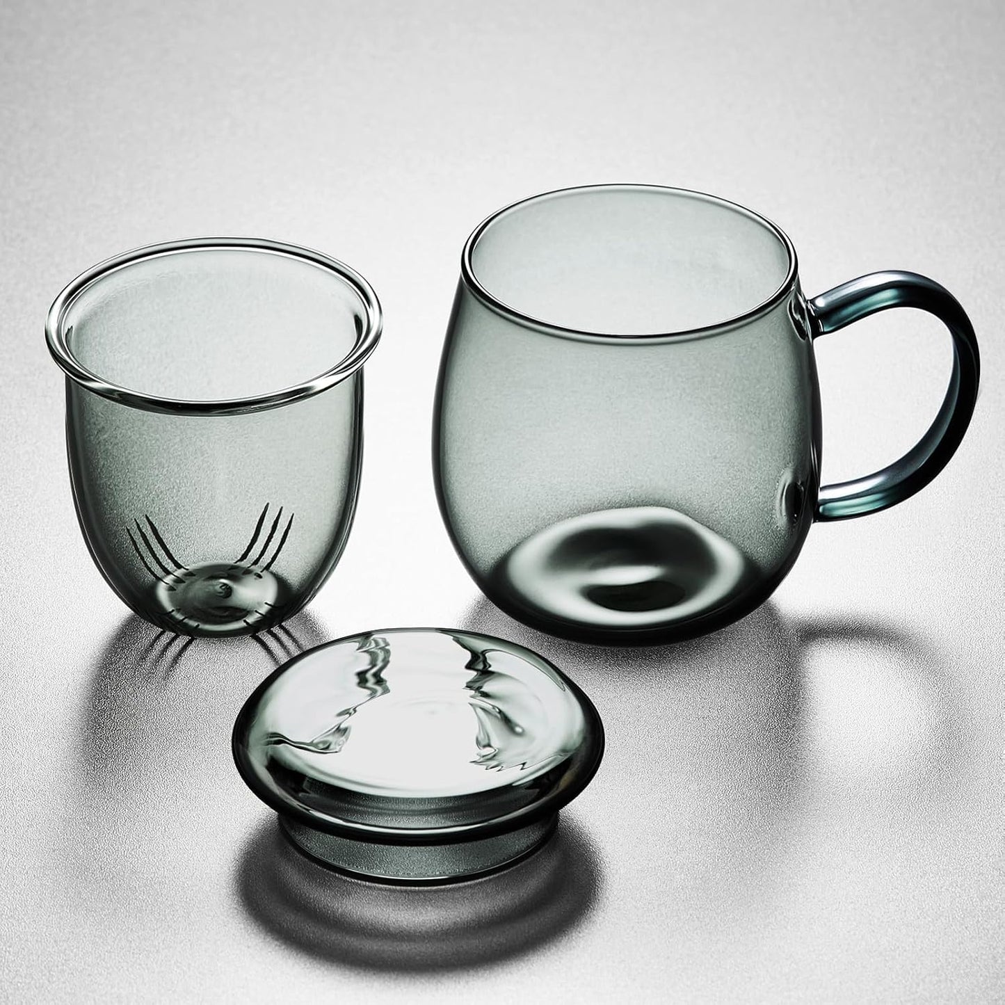 Glass Tea Cup with Infuser and Lid, 17.6oz/520ml Large Borosilicate Teacup, Clear Mug for Loose Leaf Tea, Blooming Tea, Tea Bags - Perfect Christmas or Birthday Gift for Men