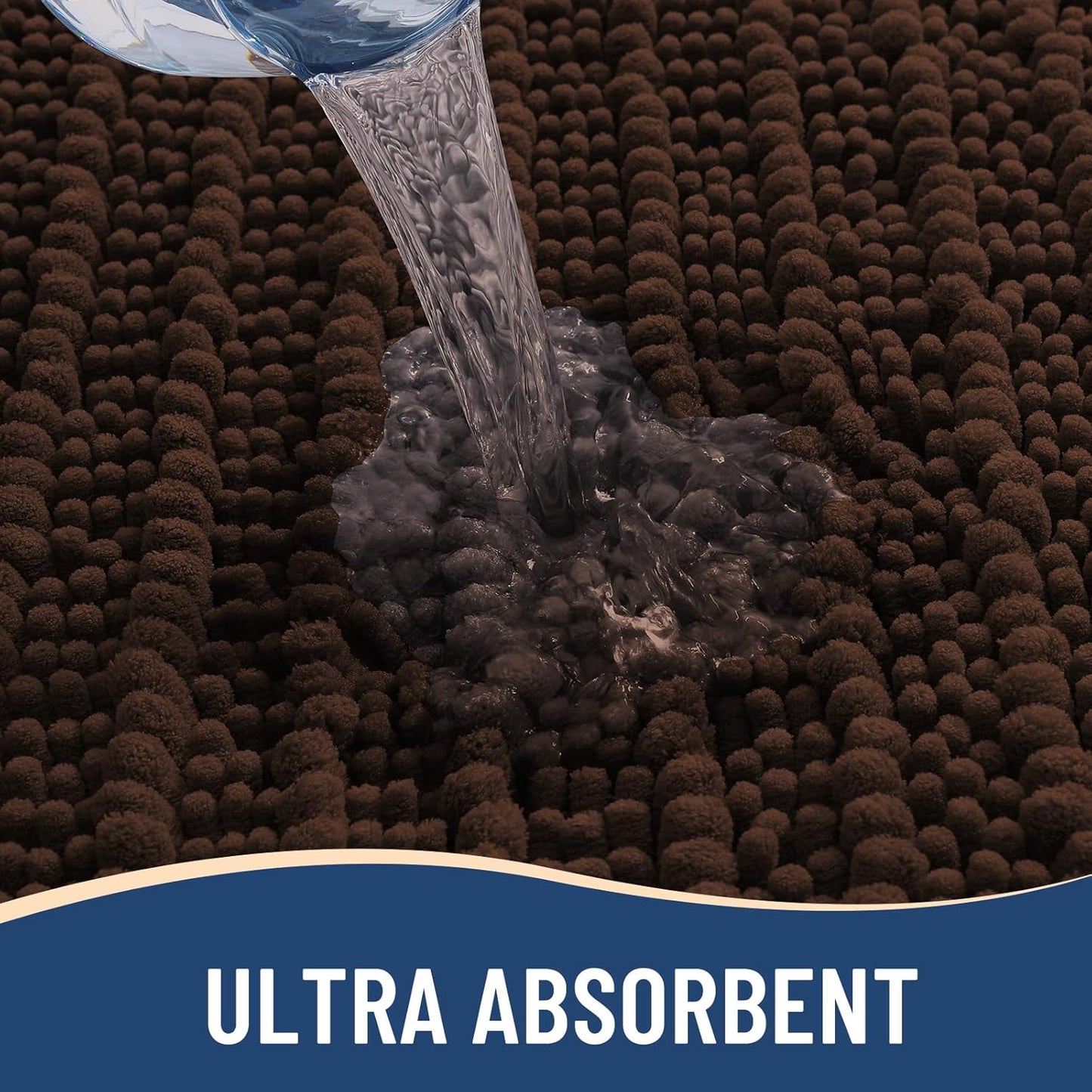 Arotive Luxury Chenille Bathroom Rug Mat, Extra Soft Thick Absorbent Shaggy Bath Rugs, Non-Slip Machine Wash Dry, Plush Bath Mats for Bathroom, Shower and Tub, 45x27, Brown