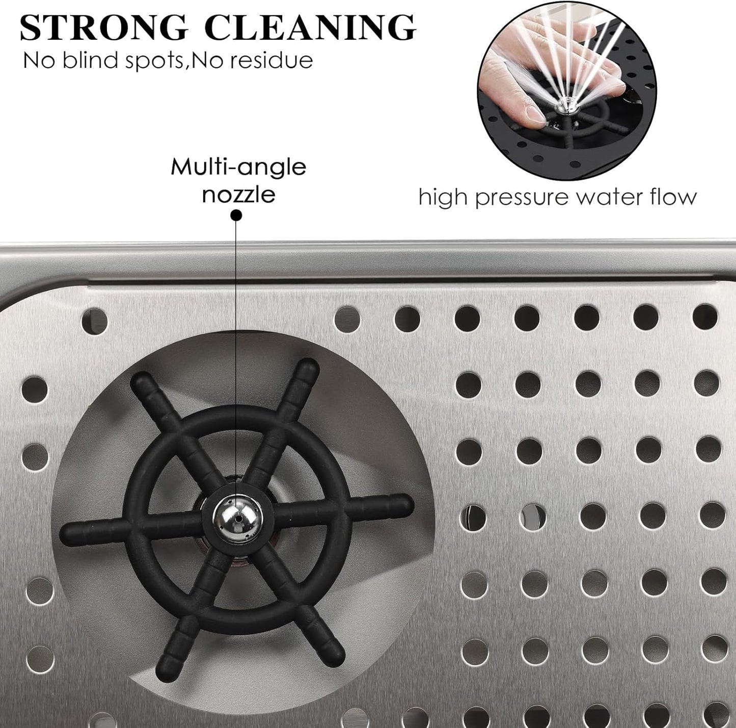 Pitcher Washer, Espresso Washer, Drainage and Drip Tray Stainless Steel Bar Glass Washer is The Sink, and The Cup Spray Washer is The Home Kitchen Hotel Cafe Restaurant (Silvery)