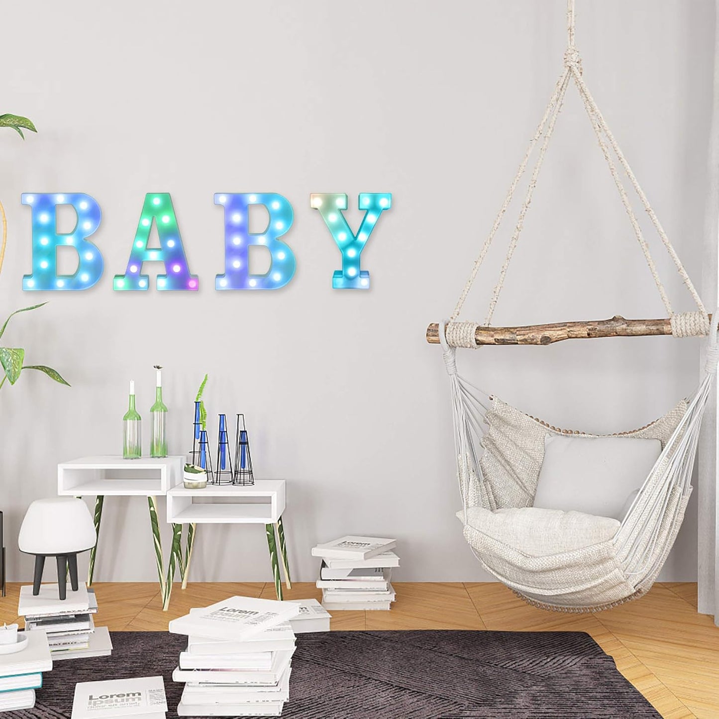 Foaky Colorful LED Letter Lights with Remote,Marquee Light Up Letters Sign for Night Light Wedding/Birthday Party Battery Powered Christmas Lamp Home Bar Decoration(H)