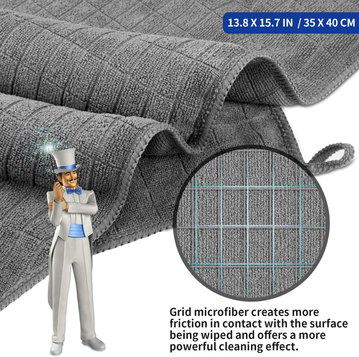 MR.SIGA Microfiber Cleaning Cloth, All-Purpose Cleaning Towels, Pack of 6, Size 13.8 x 15.7 in