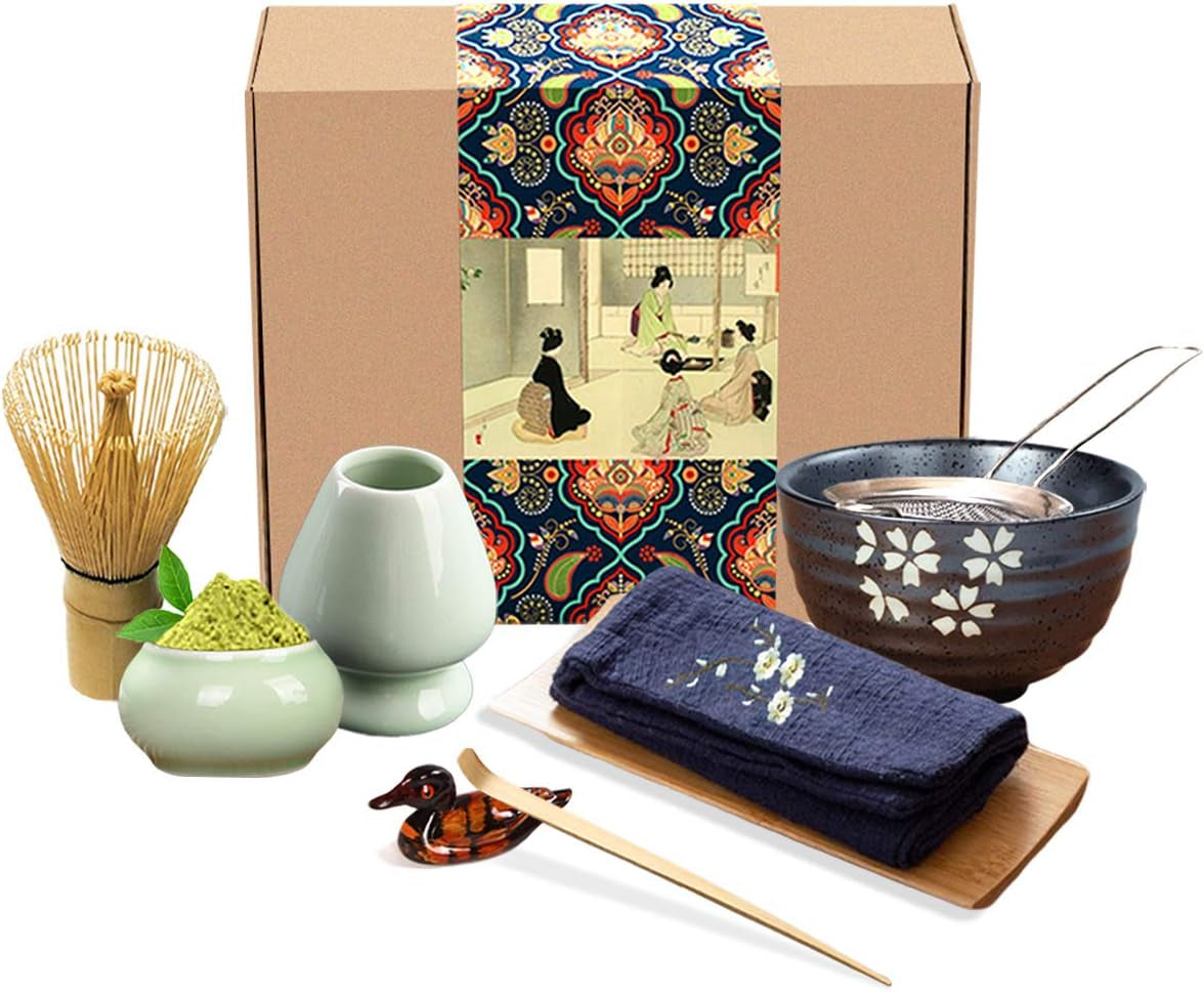 Traditional Japanese Matcha Tea Set, Matcha Whisk, Traditional Scoop, Matcha Bow