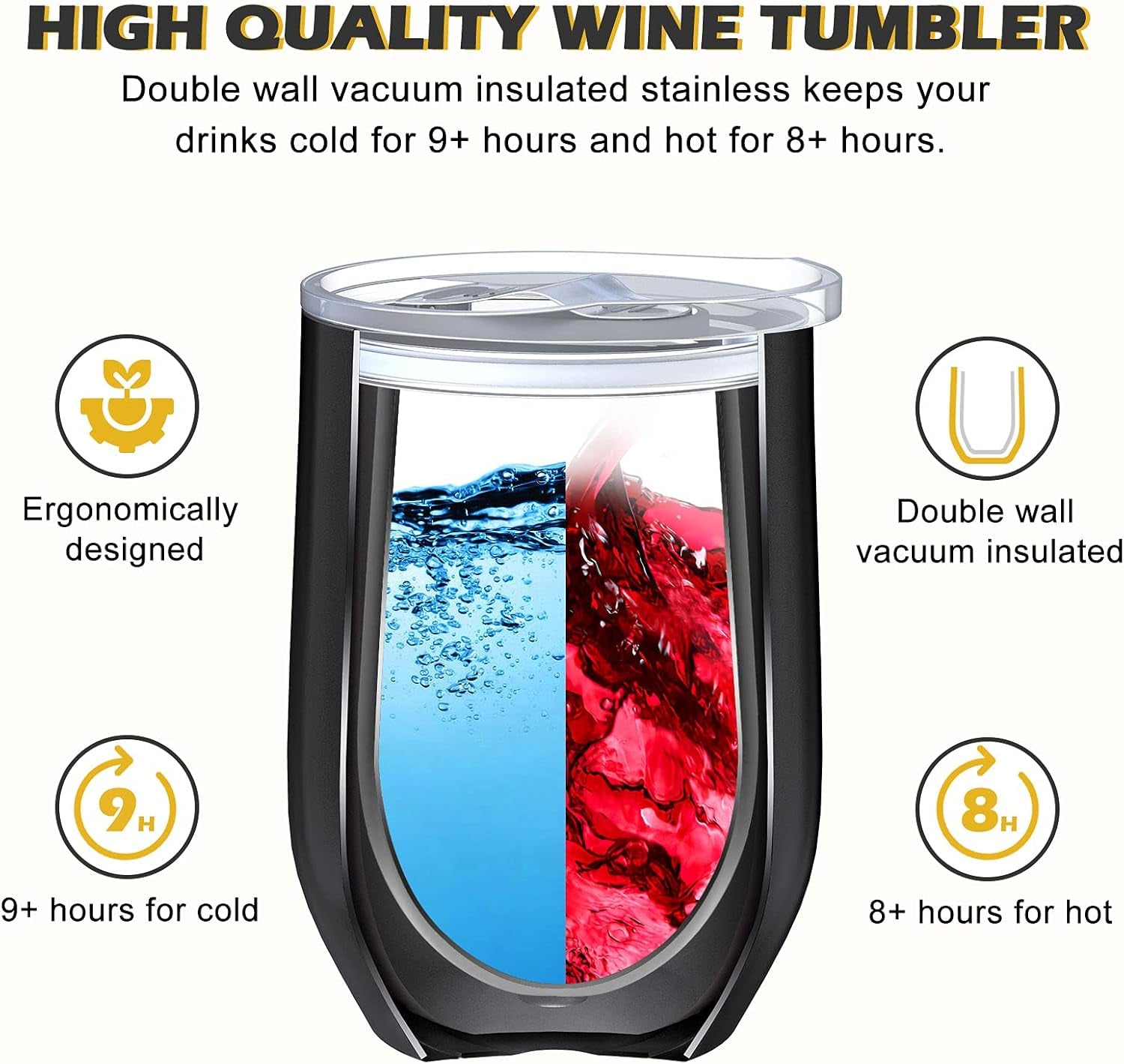 Birthday Gifts for Women - Funny Gifts for Women, 12Oz Insulated Wine Tumbler with Sayings for Women, Birthday Wine Gifts for Sister, Mom, Friends, Wife, Grandma (Tumbler Fun Black)