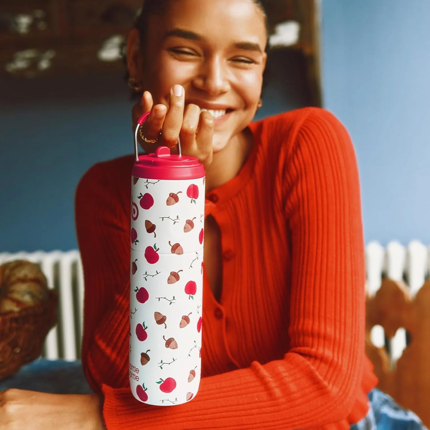 Insulated Water Bottle 24Oz with Straw Lid and Handle for Sports Travel Gym Stainless Steel Water Bottles Double-Wall Vacuum Metal Leak Proof Bpa-Free (Berry)