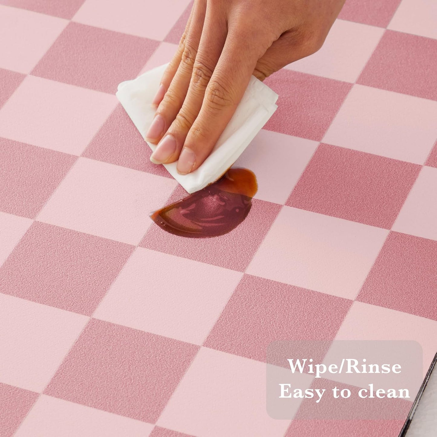 Checkered Dish Drying Mat for Kitchen Counter, Coffee Bar Station Accessories, Retro Cute Girly Pink Aesthetic Modern Absorbent Drainer Mat Kitchen Drying Mat Easy Clean, Coral 16" x 24"