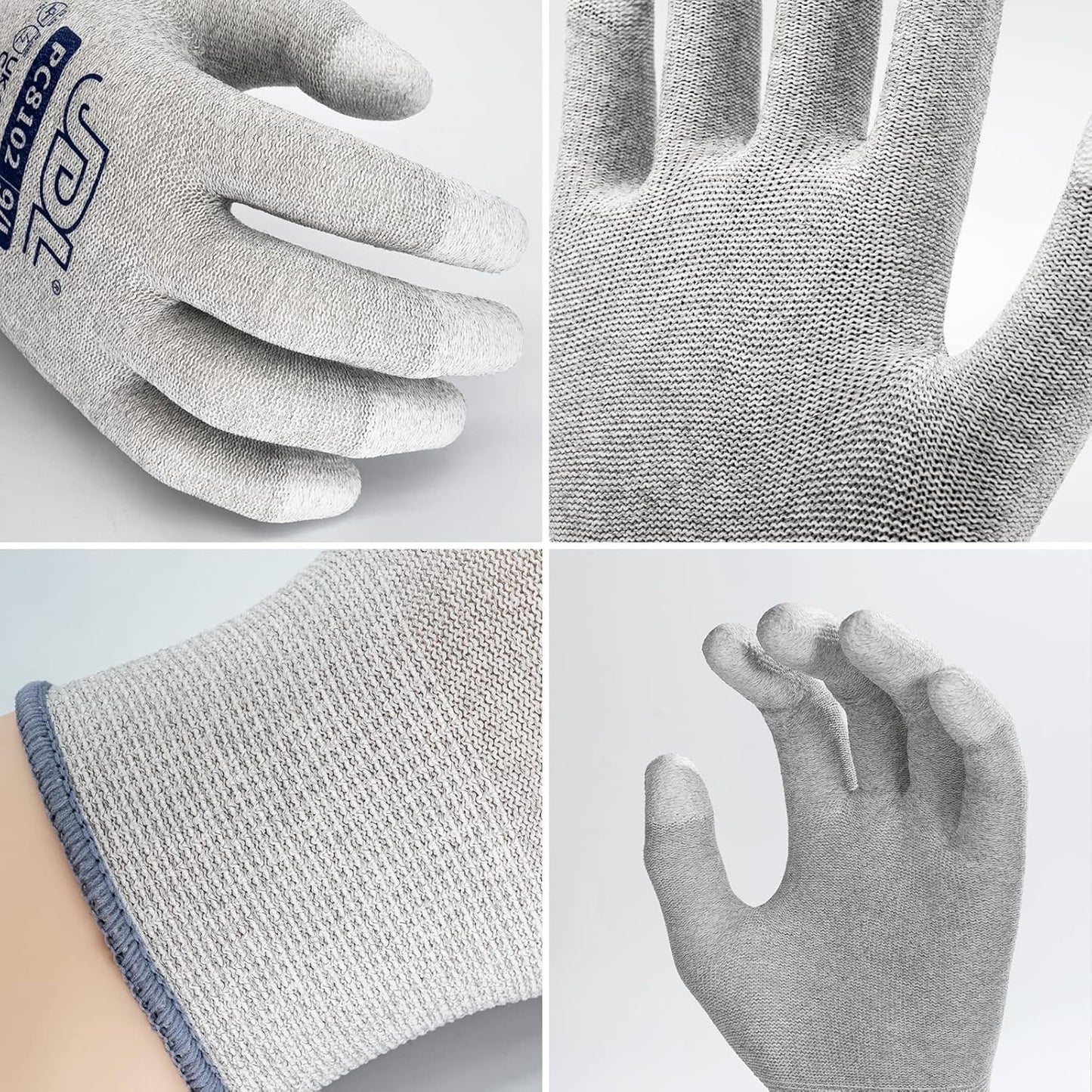 JDL ESD Work Gloves, Anti-Static Gloves for PC Building, 12 pairs, Computer Installation & Repair, High Resistance Carbon Fiber Gloves, X-Large