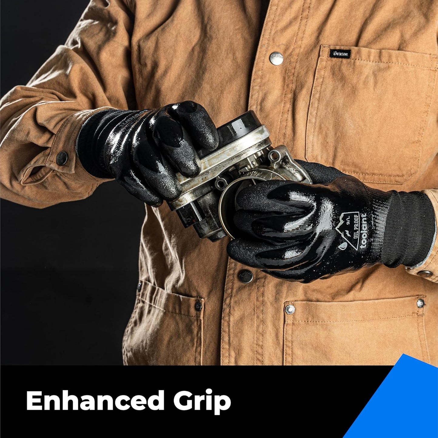 Waterproof Gloves for Men and Women, Freezer Gloves with Grip, Double Nitrile Dipped for Extreme Oil Repellent, for Construction, Mechanics, Mining, Plumbing, Black, X-Large
