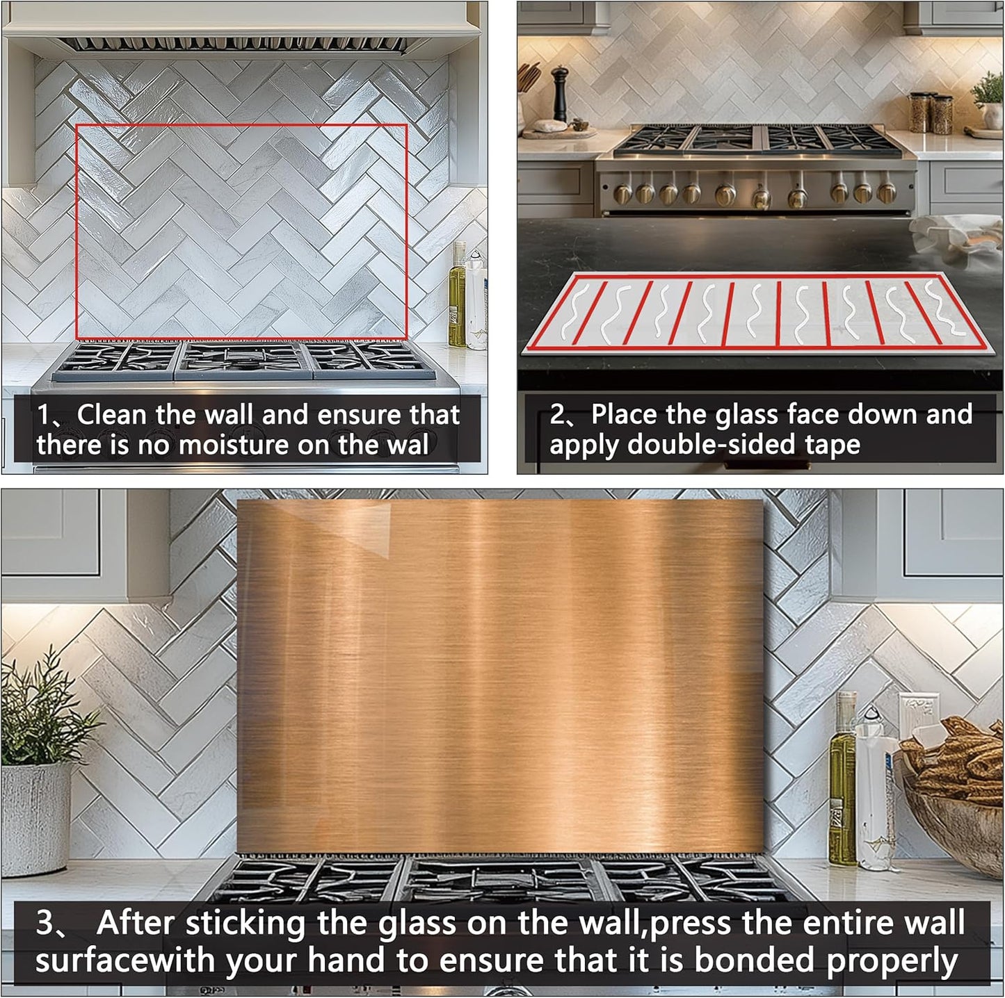 DAIFURONGE Tempered Glass Backsplash For Kitchen Behind Stove,Stove Backsplash Top Cover,Easy to Clean Glass Splashback, Sink Cover Splash Guard, Kitchen Wall Decor (30"x18"(76.2x45.72cm))