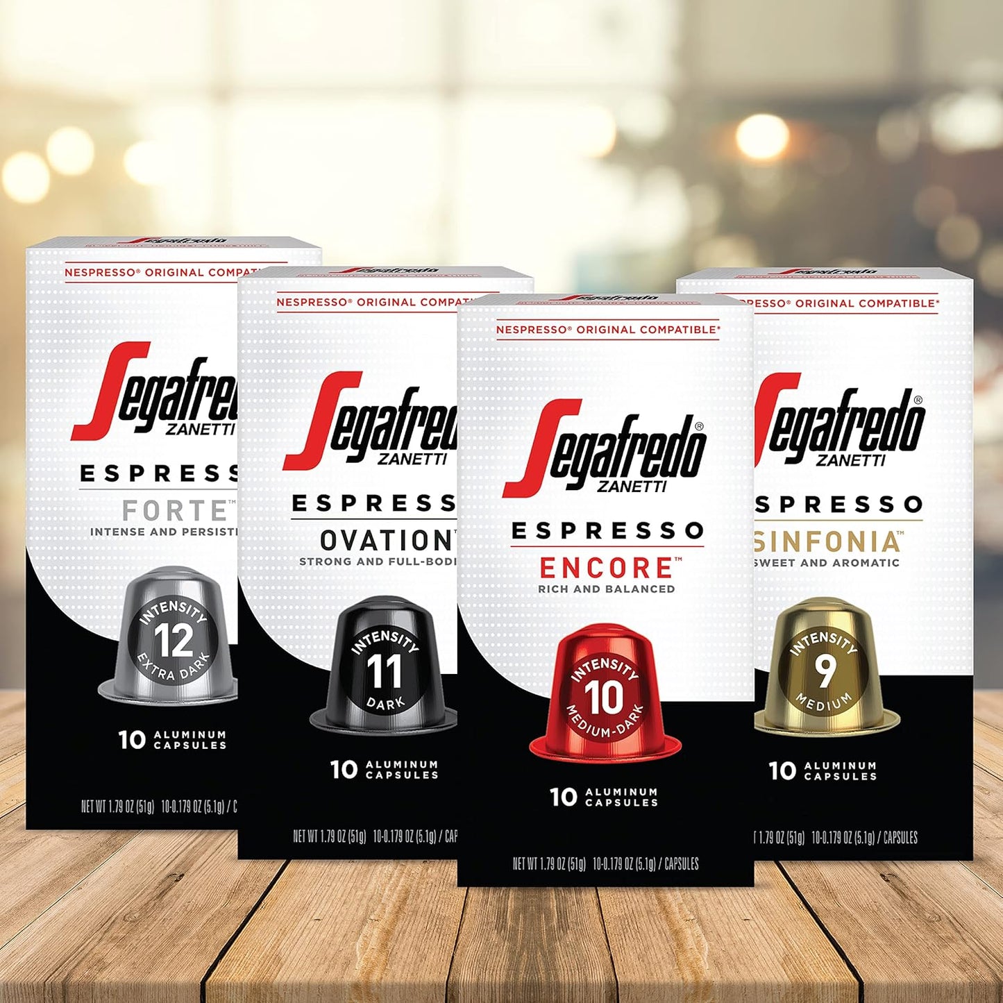 Segafredo Zanetti Espresso Capsules – Aluminum Pods for Nespresso Original Machines – Sinfonia & Encore Variety Premium Espresso – Medium & Medium-Dark Roast – Sinfonia & Encore, 10 Count (Pack of 4)