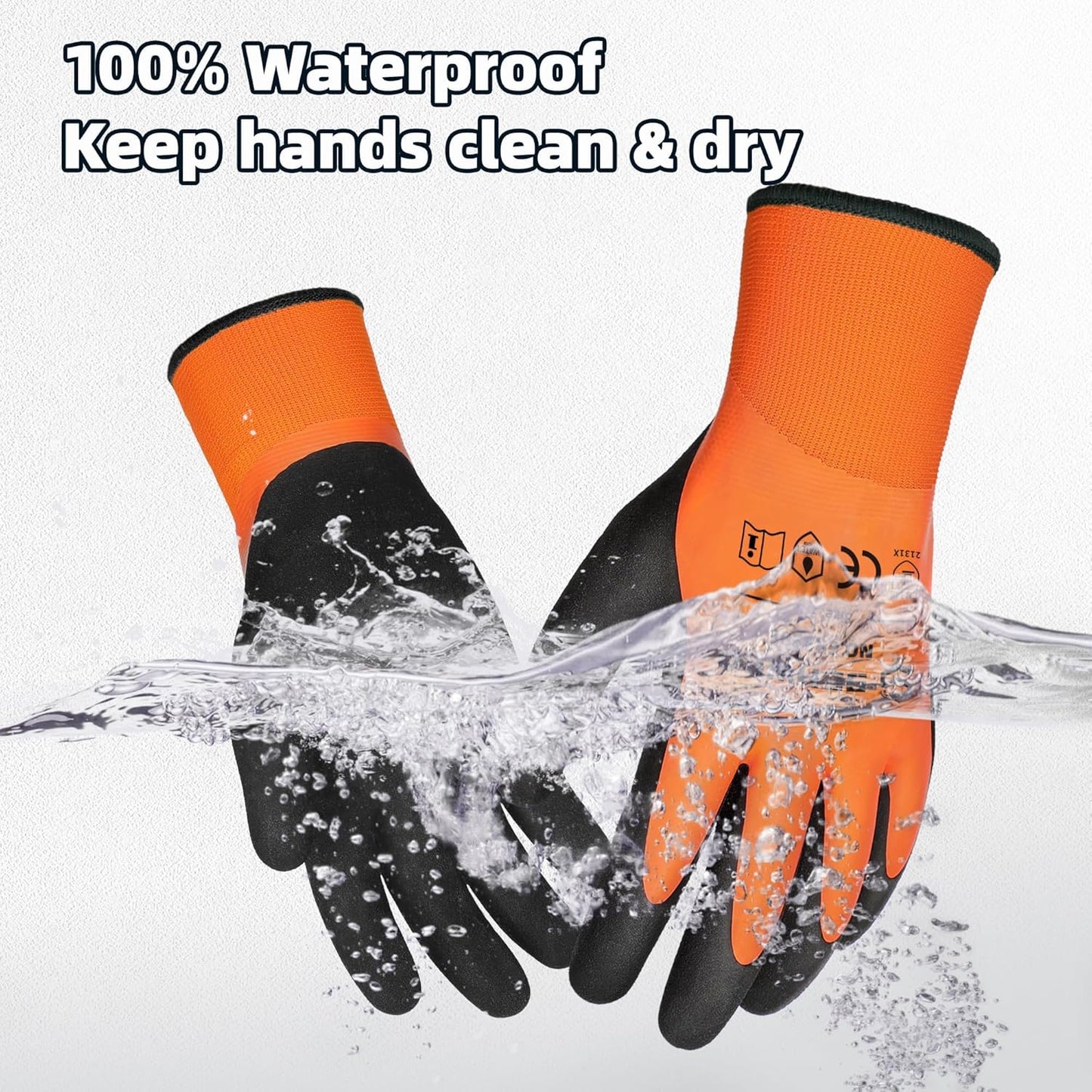 Schwer 2 Pairs Waterproof Work Gloves for Men and Women CR3306, Gardening Gloves with Double Latex Coated, Non-slip Working Gloves for Garden, Outdoor Construction, Car and Fish Cleaning, L
