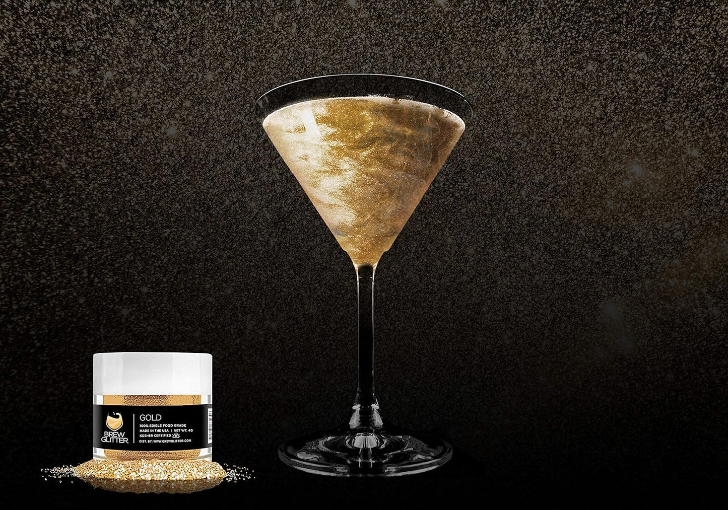 Gold BREW GLITTER Edible Glitter For Drinks, Cocktails, Beer, Garnish Glitter & Beverages | KOSHER & HALAL Certified | 100% Edible & Food Grade | Vegan, Gluten, Nut Free (25g, Gold)